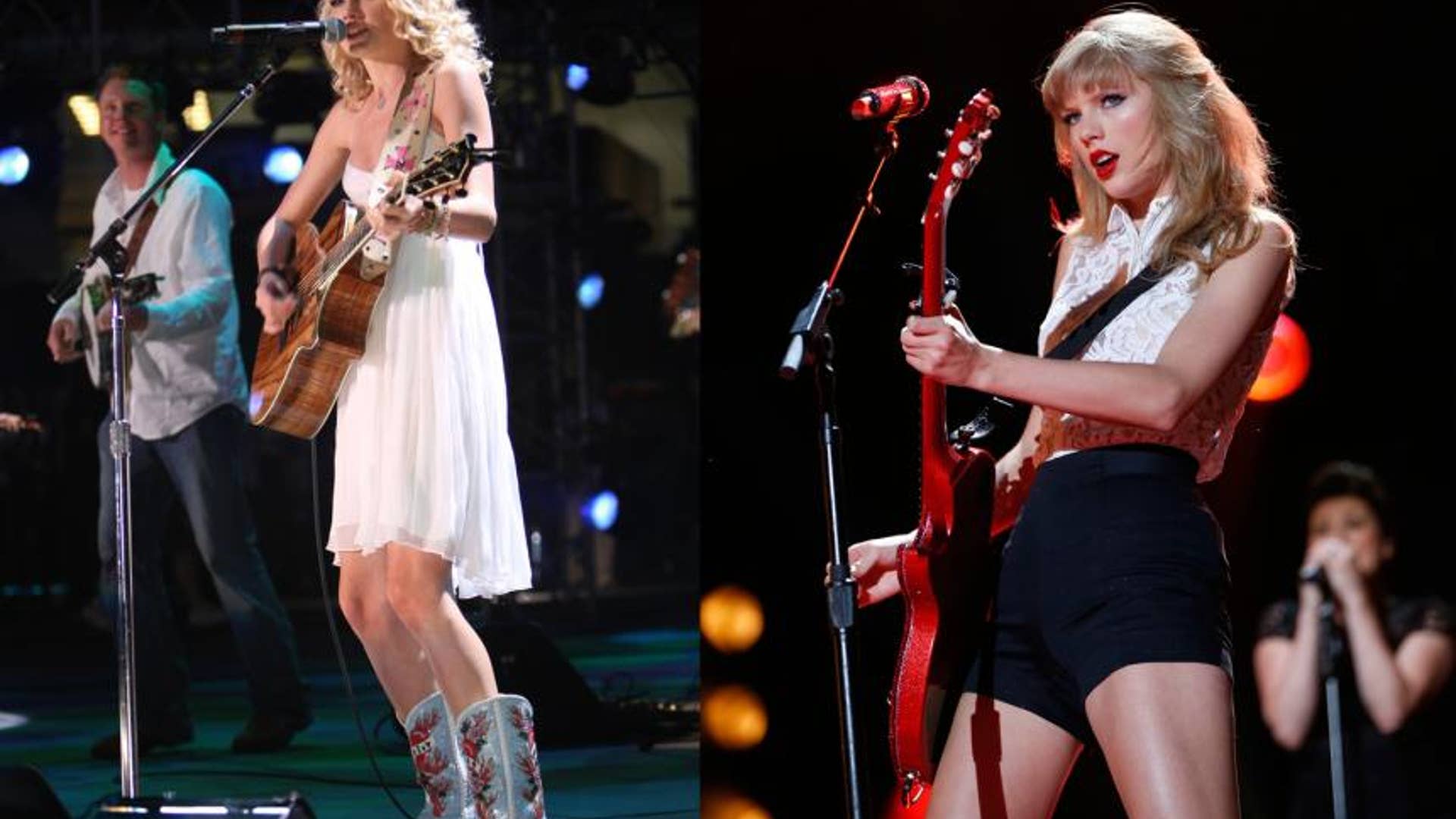 Taylor Swift in 2007 and 2013