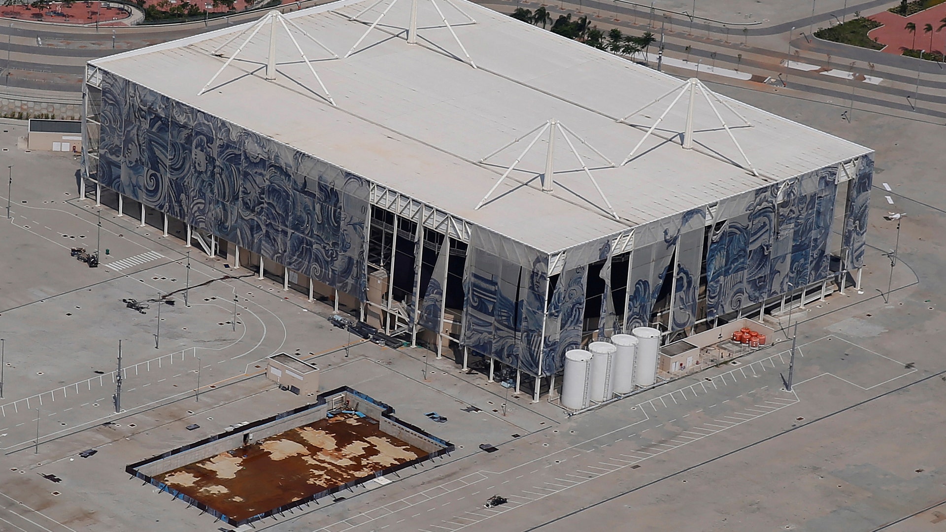 Aerial of the Olympic Aquatics Stadium