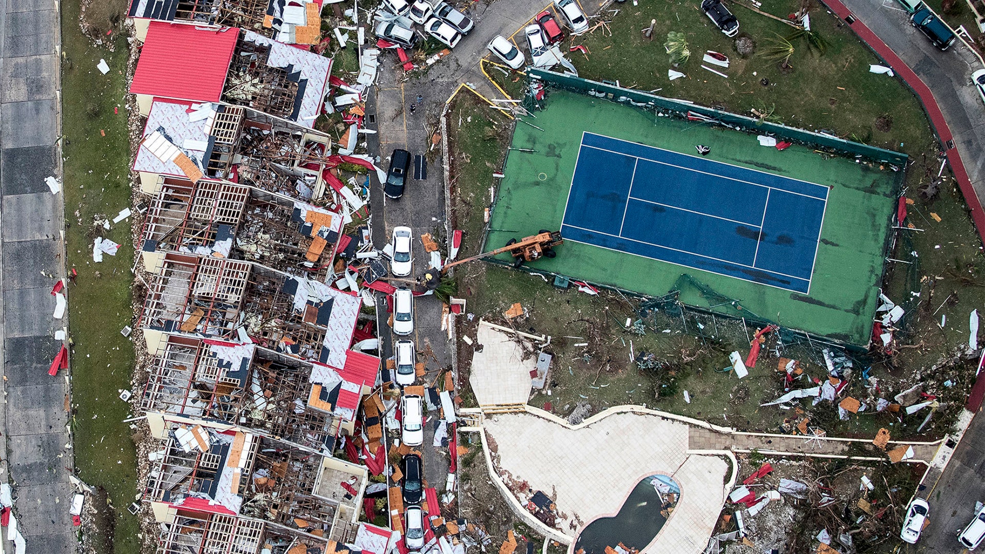 Storm damage in the aftermath of Hurricane Irma, in St. Maarten, September 6, 2017
