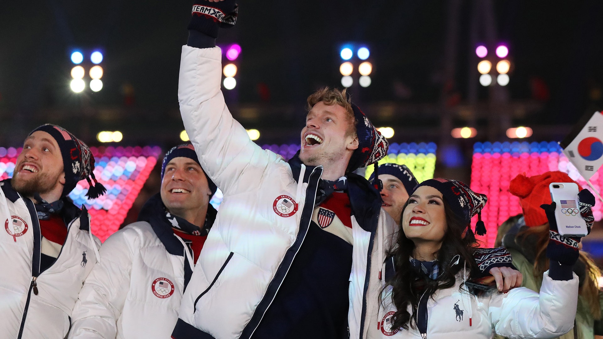Athletes from U.S. attend the closing ceremony for the Pyeongchang 2018 Winter Olympics