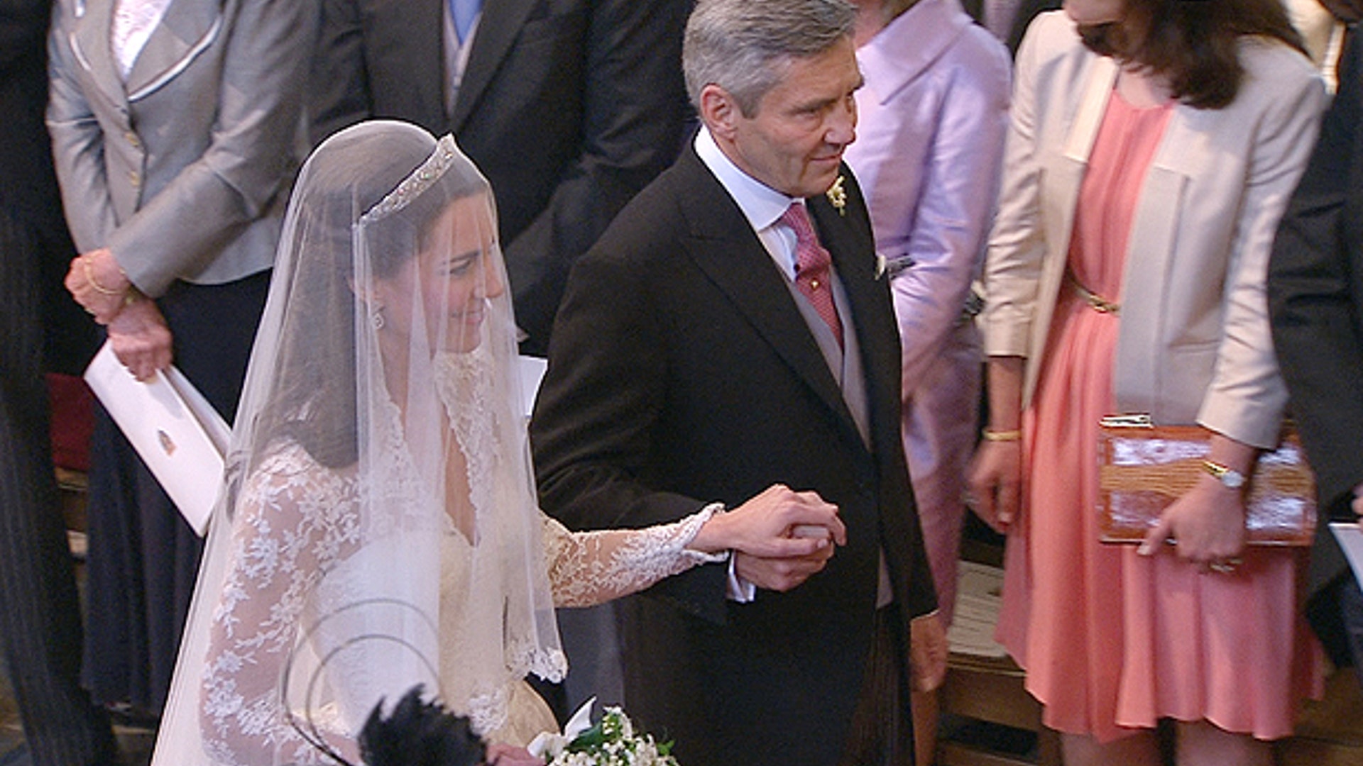 Royal Wedding Kate and Dad Walk Down Aisle