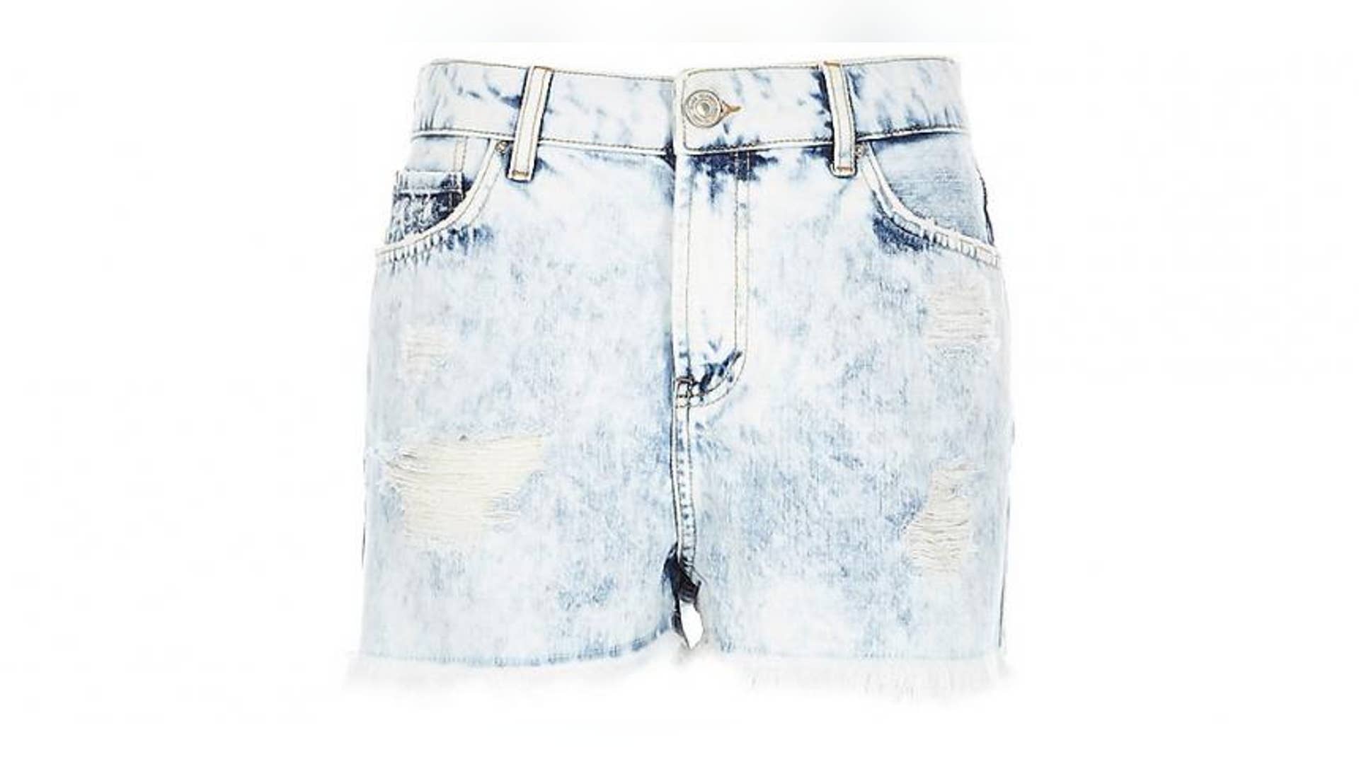 Acid Wash High Waisted Denim Shorts