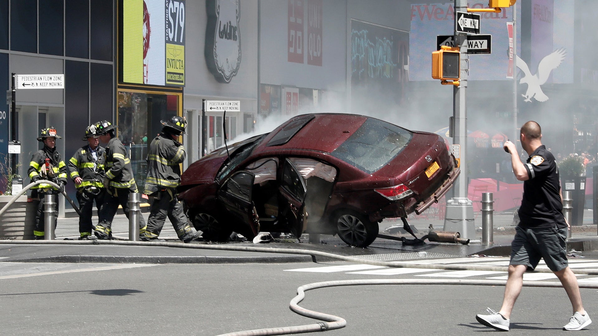 The car that crashed after striking pedestrians at Times Square