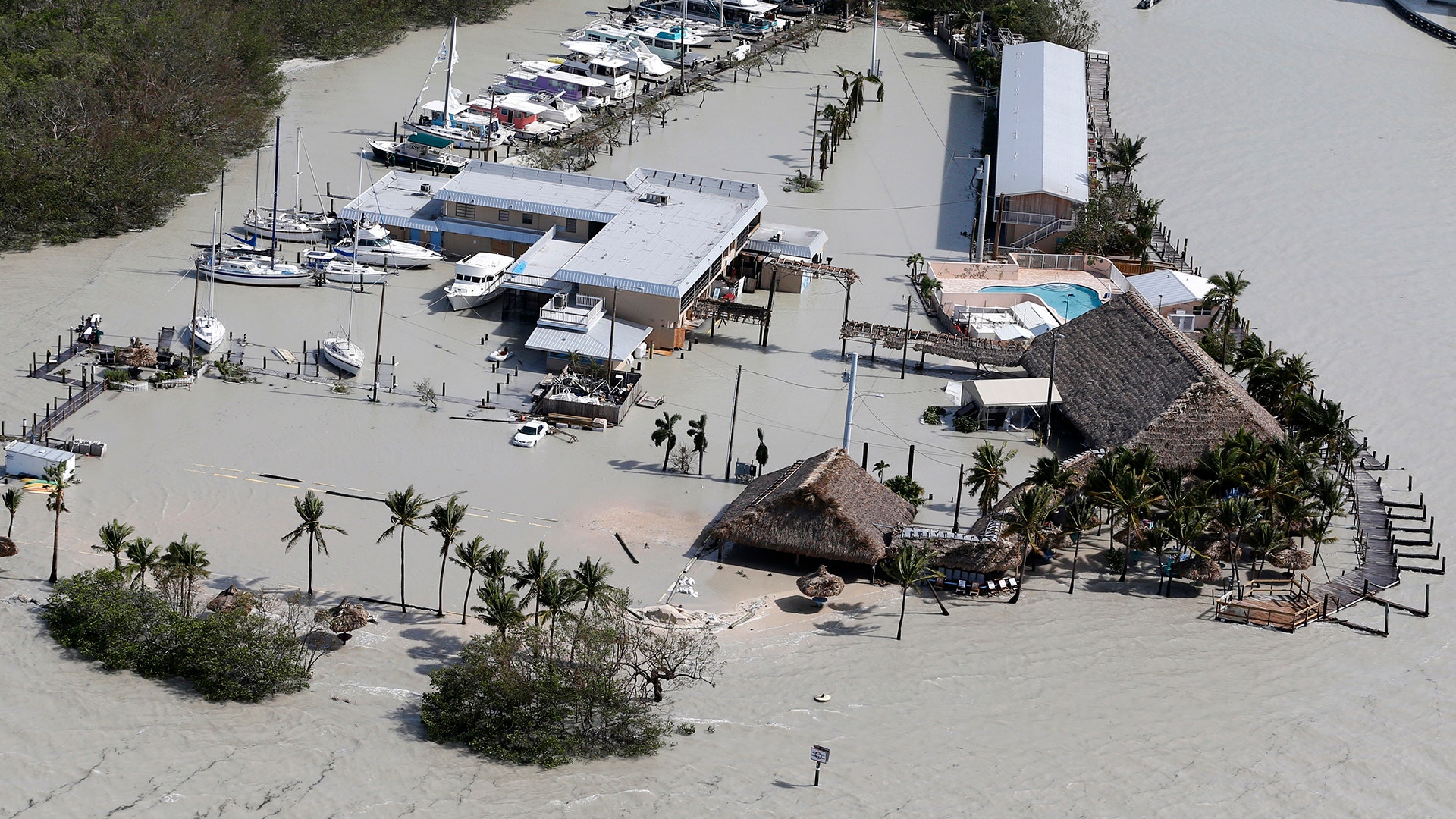 Floodwaters surround Gilbert's Resort in the aftermath of Hurricane Irma, Monday, in Key Largo, Fla.