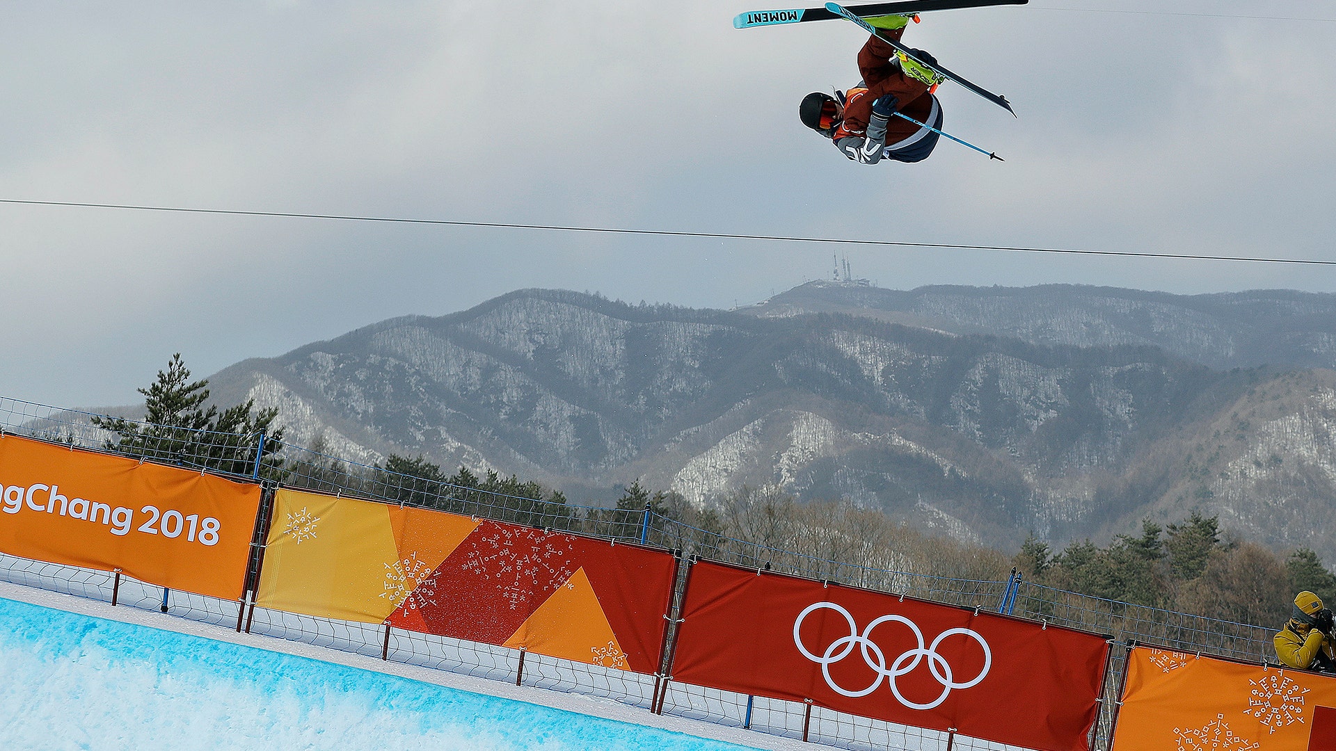 David Wise of the United States,wining the gold medal in men's halfpipe finals at the 2018 Winter Olympics