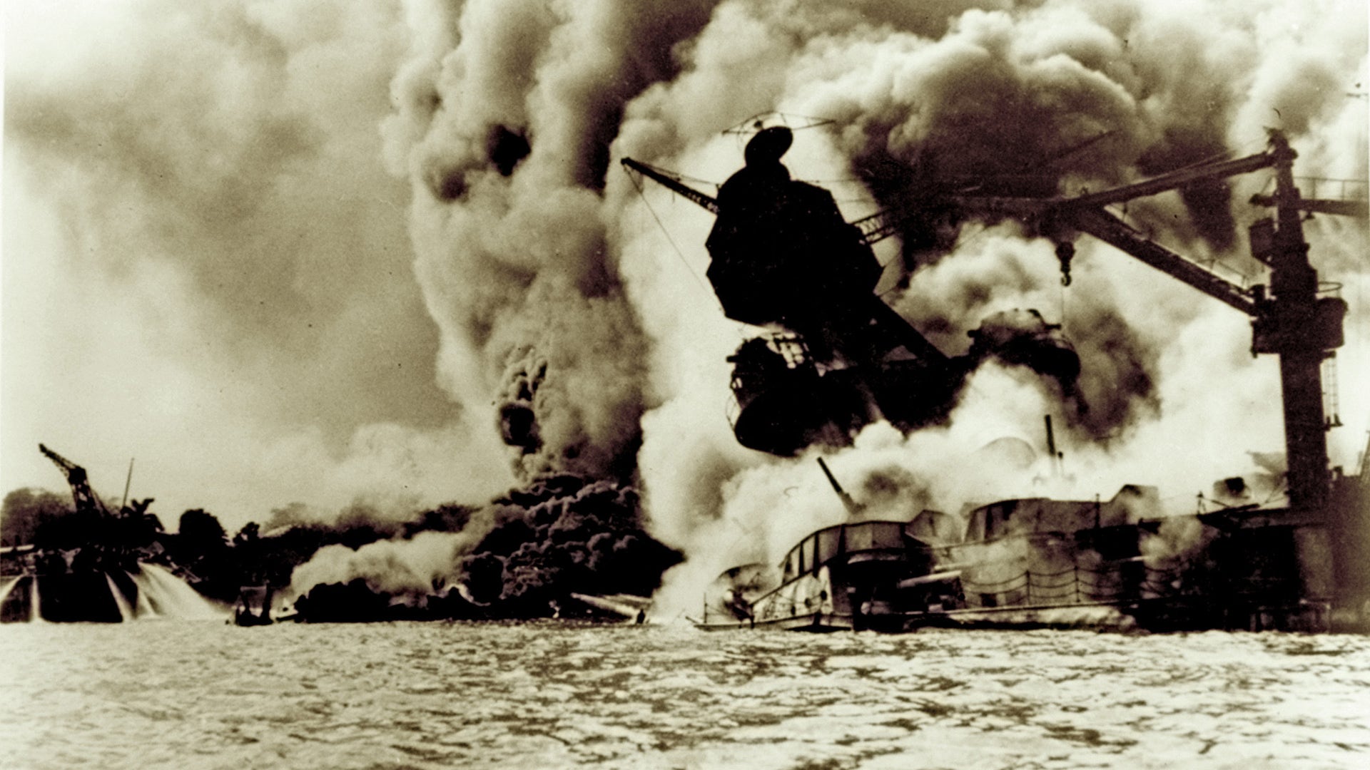 USS Arizona sinks in Pearl Harbor