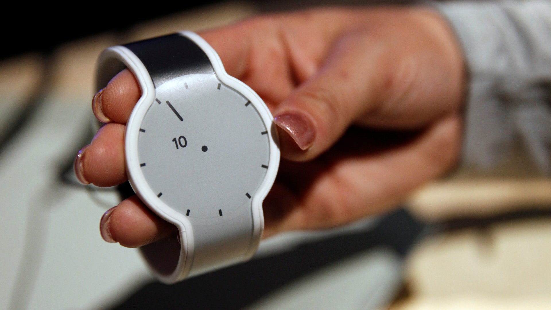 A Sony FES watch is displayed during a Sony news conference at the 2017 CES in Las Vegas, Nevada .
