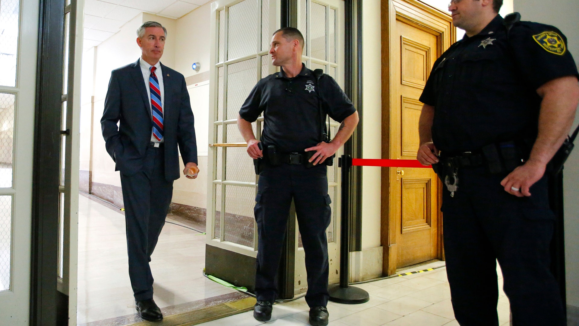 Montgomery County District Attorney Kevin Steele returns after a break in Bill Cosby's sexual assault trial on June 8, 2017.
