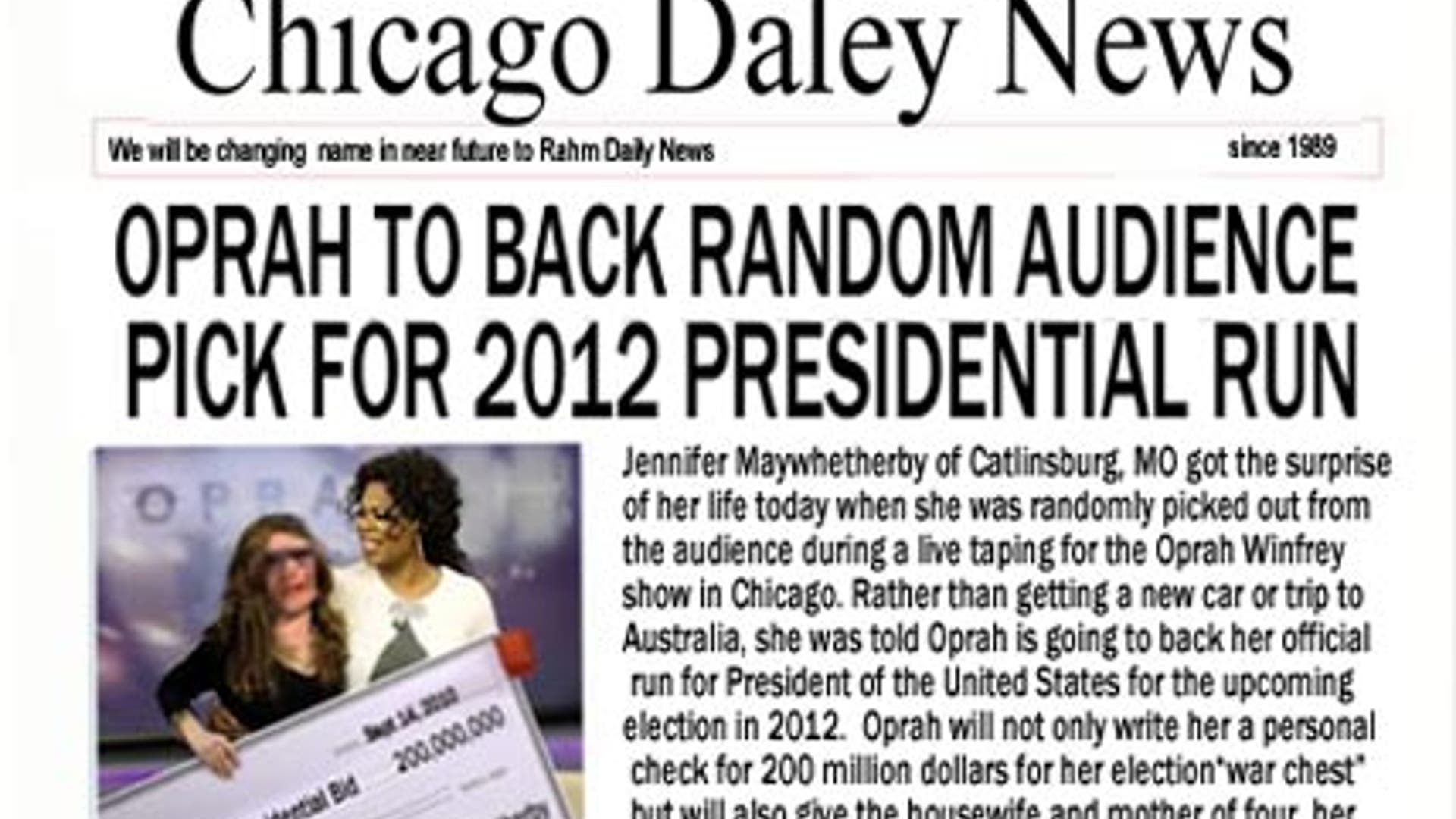 Oprah's Next Giveaway