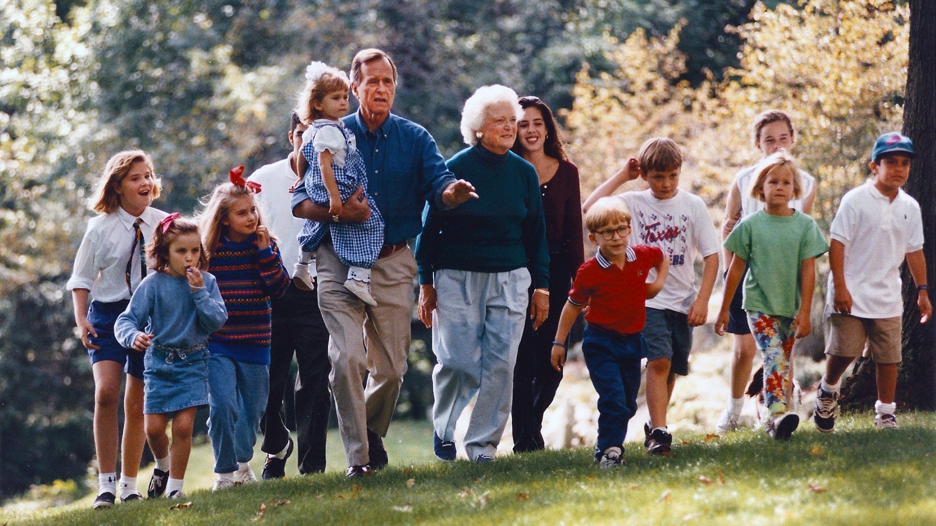 Mrs Bush with some of their grandchildren at Camp David