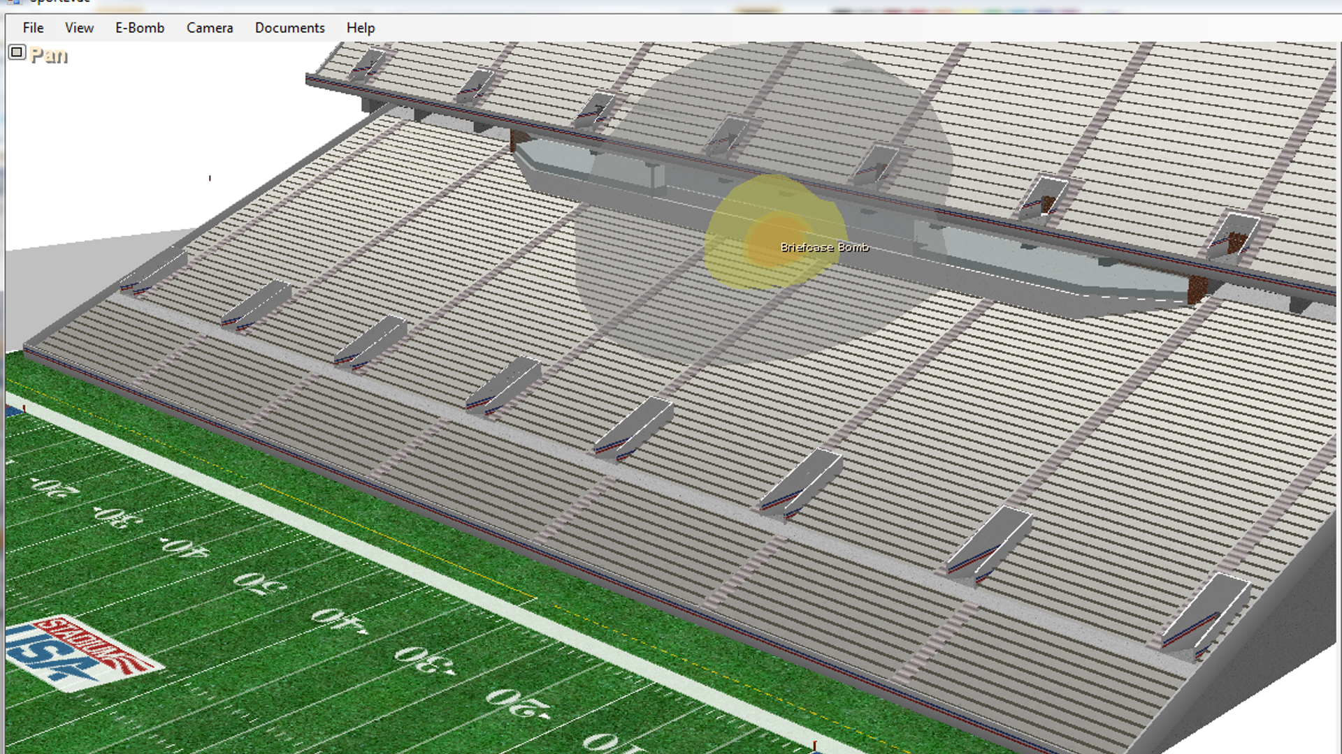 Sport Evac: bomb Damage to Pressbox