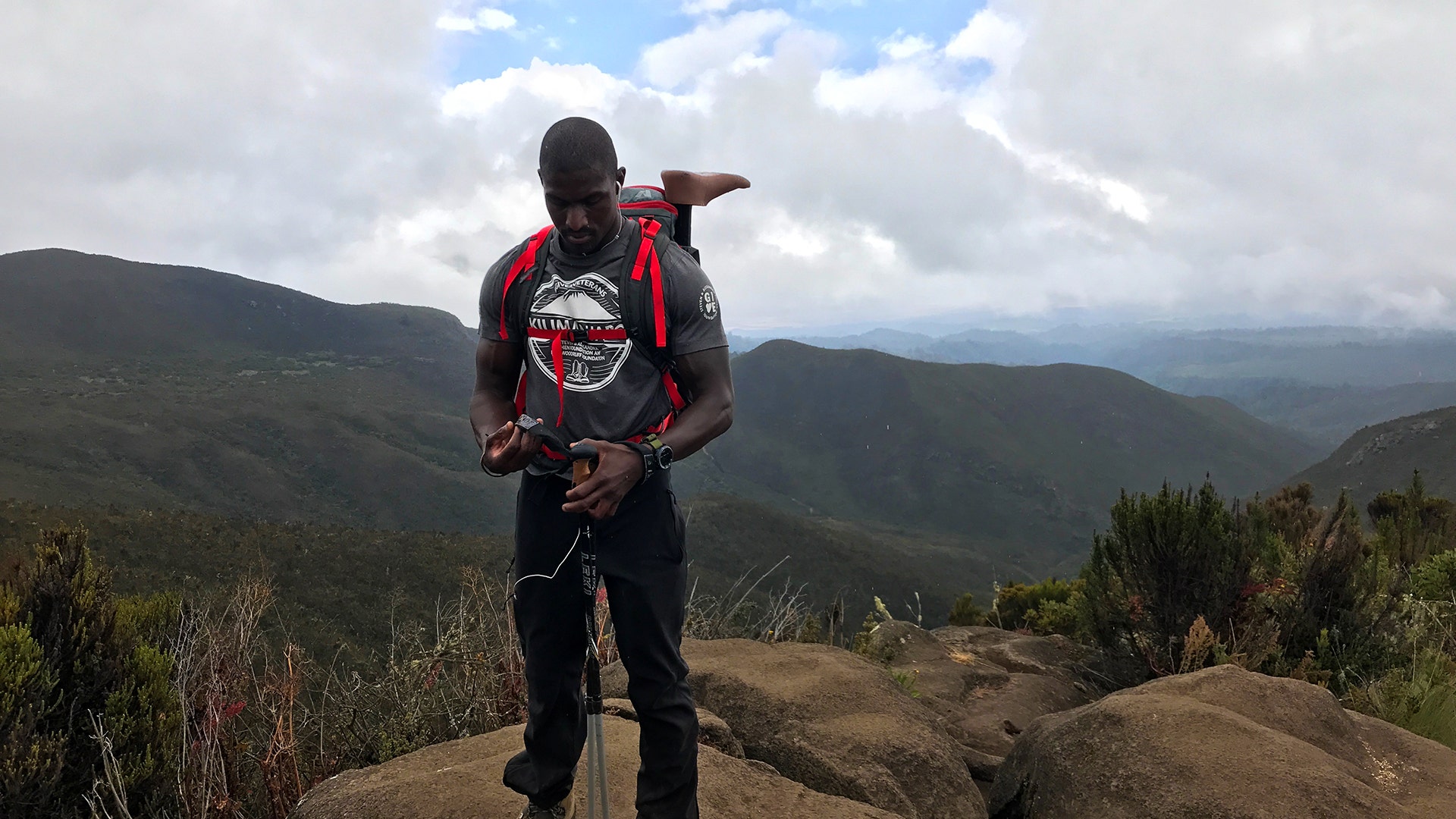 Marine veteran Cpl. Kionte Storey on Mount Kilimanjaro.