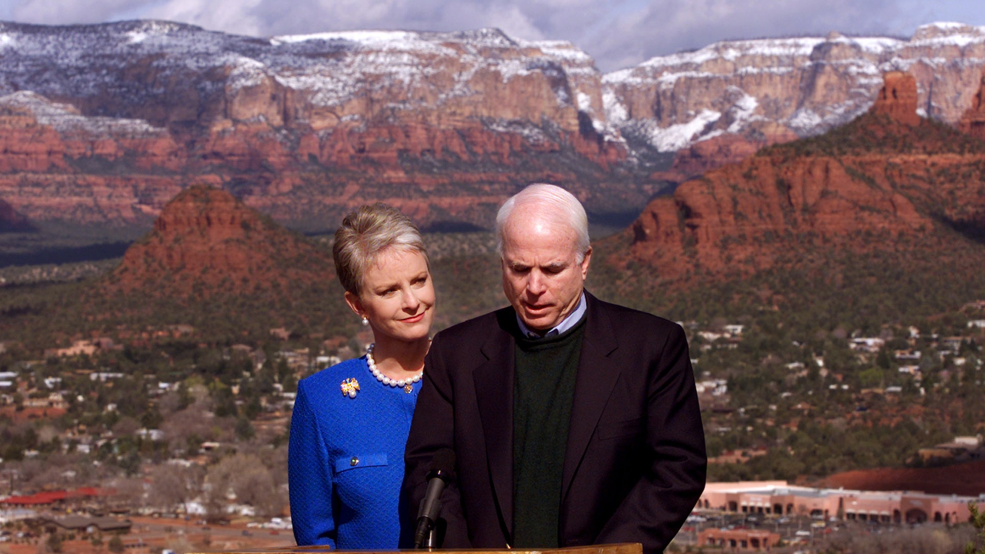  Arizona Senator John McCain looks down while announcing his withdrawal from the Republican presidential campaign 
