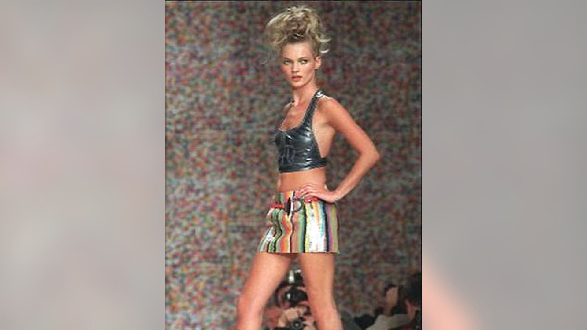 Kate Moss walks in a Todd Oldham show