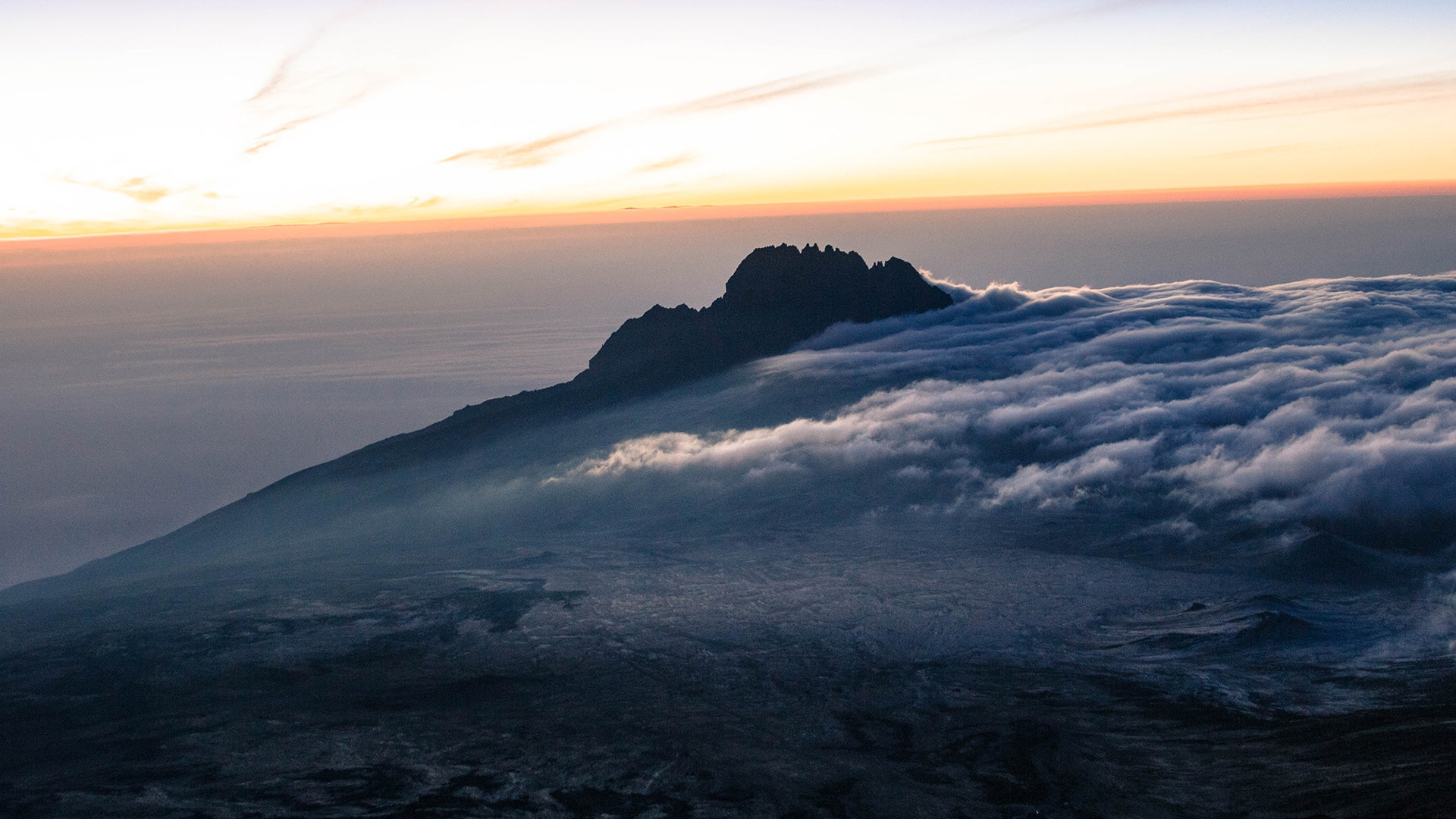 A view from the top of Mount Kilimanjaro in Tanzania.