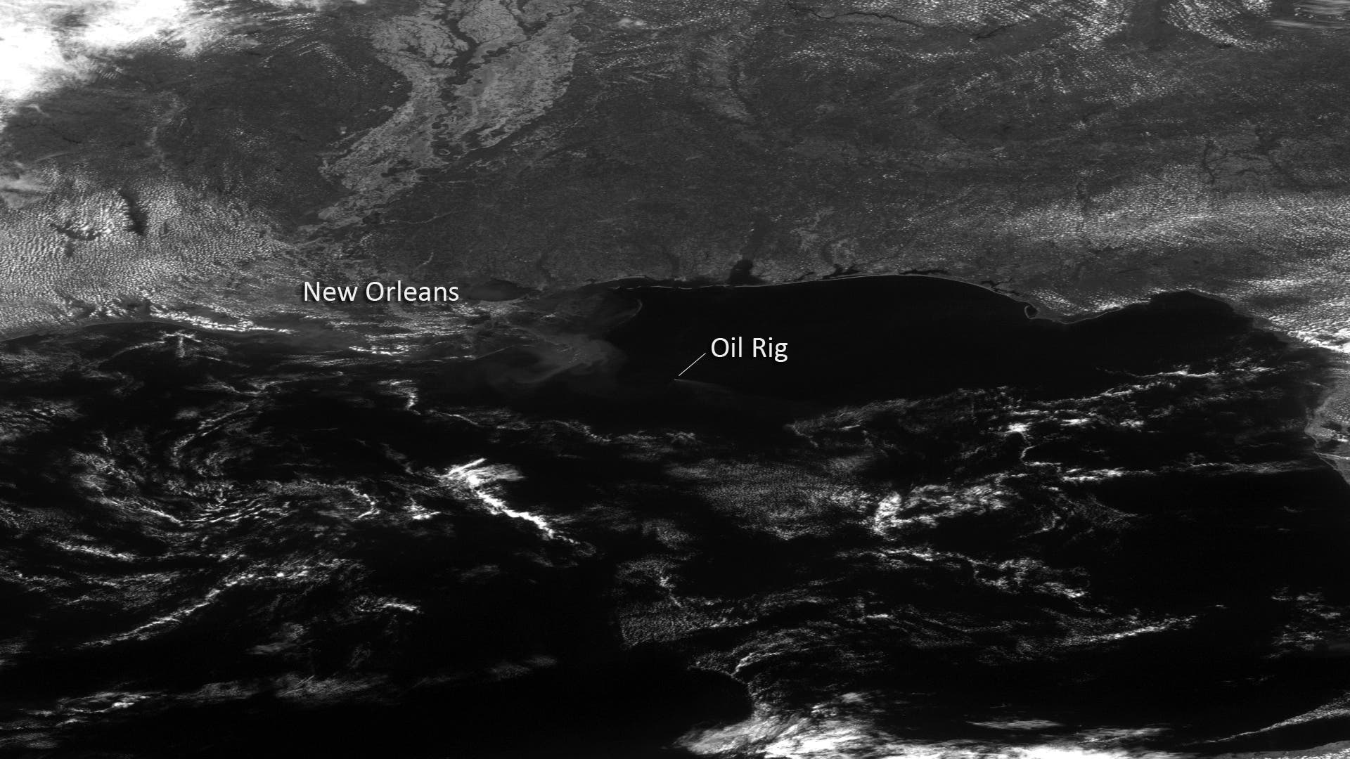 Oil Rig Burning in the Gulf of Mexico