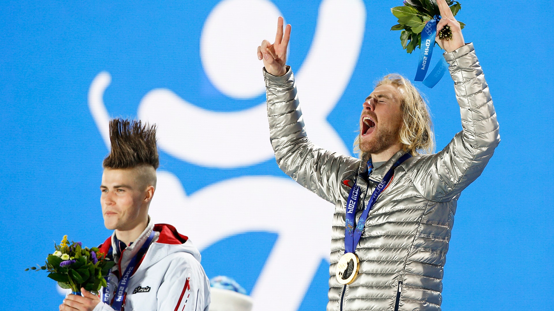 Gold medalist Sage Kotsenburg (U.S.) after winning the men's snowboard slopestyle competition at the 2014 Sochi Winter Olympics