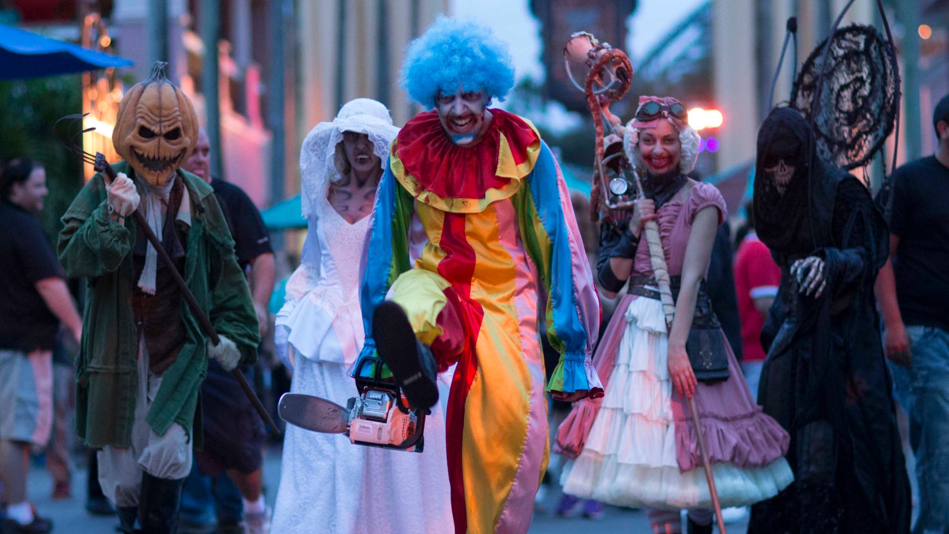 Creepy characters parade through the streets