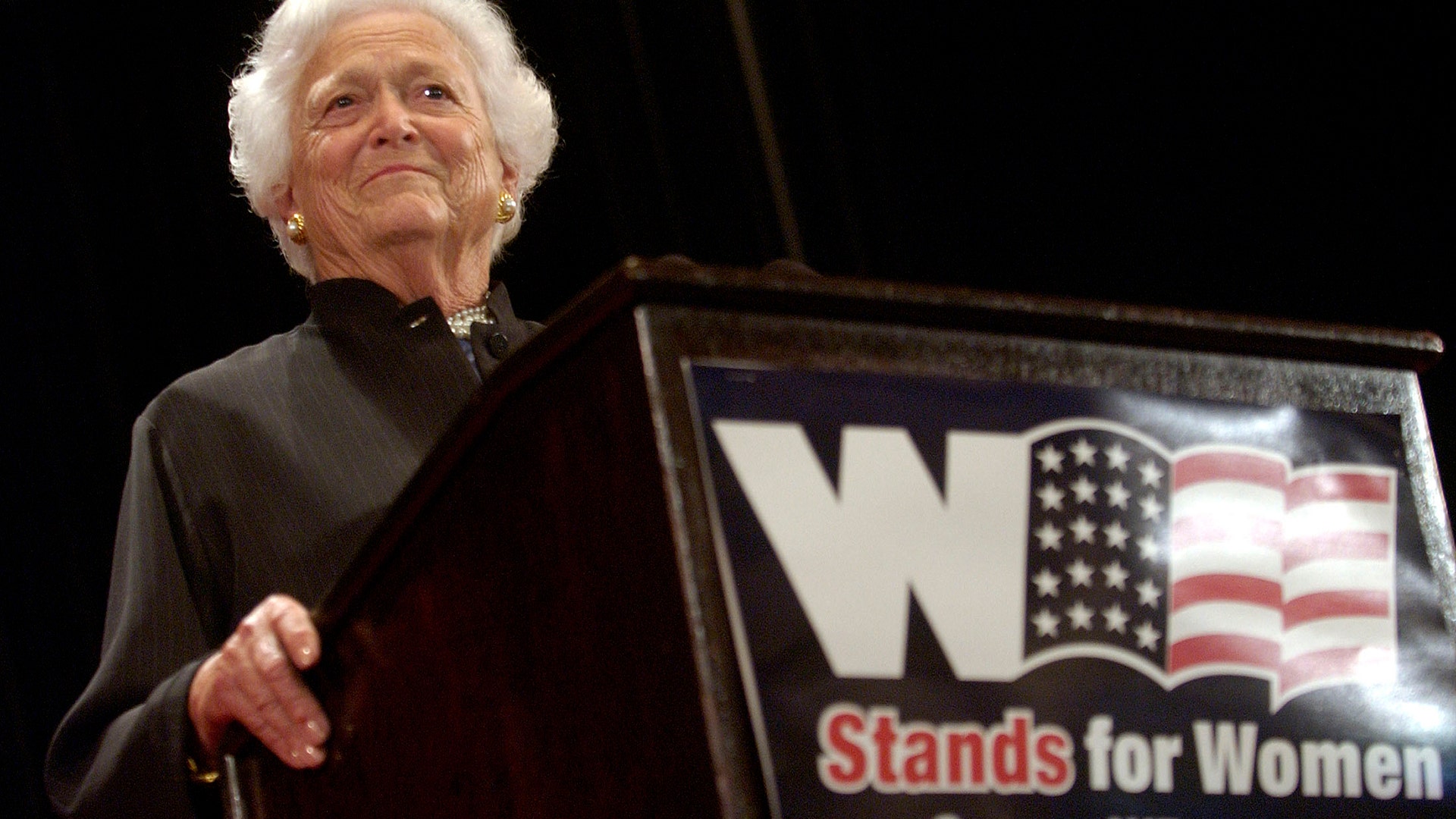 Barbara Bush speaks at the Waldorf Astoria hotel in New York