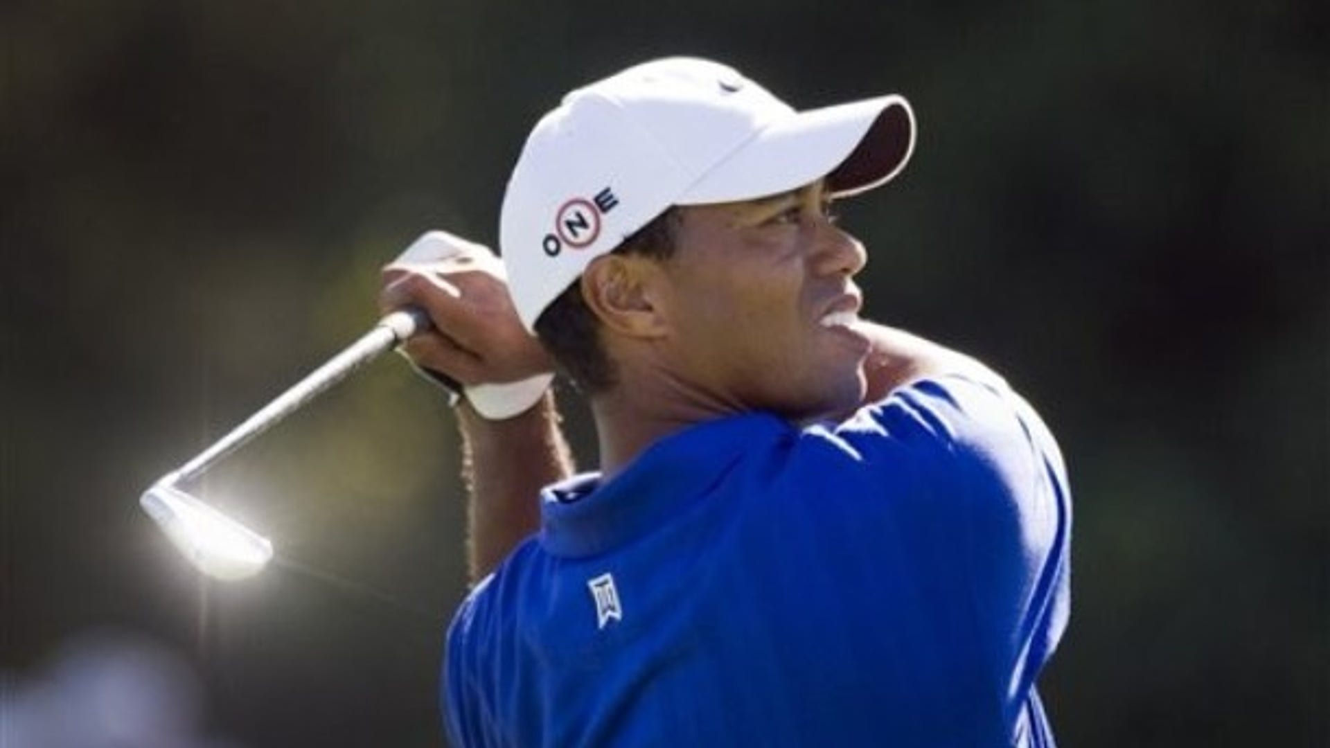 Tiger Woods Takes Shot 