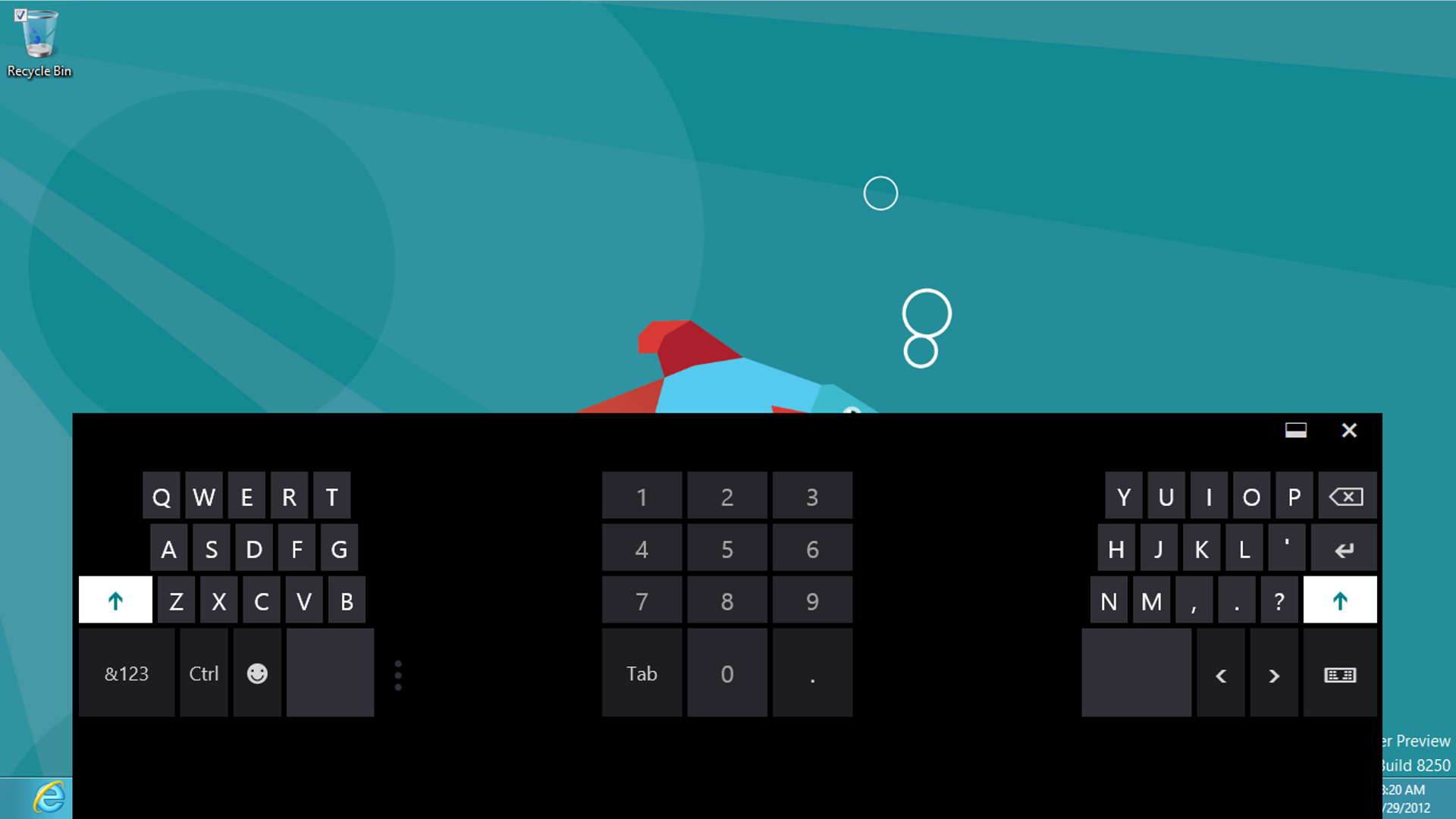 Windows 8 Consumer Preview Split Keyboard