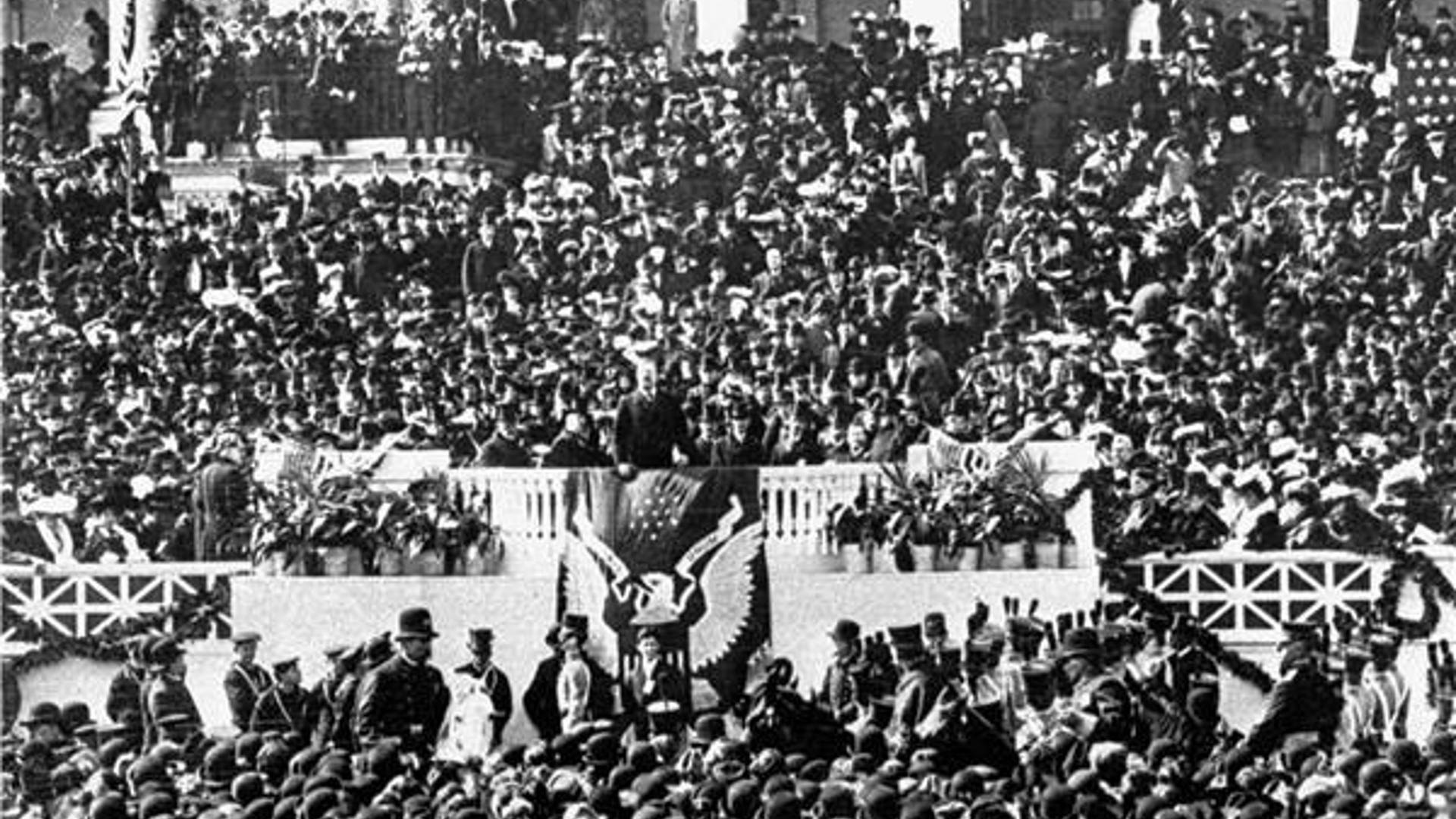 The second inauguration of President Theodore Roosevelt, March 4, 1905. His first was actually held in Buffalo, N.Y.