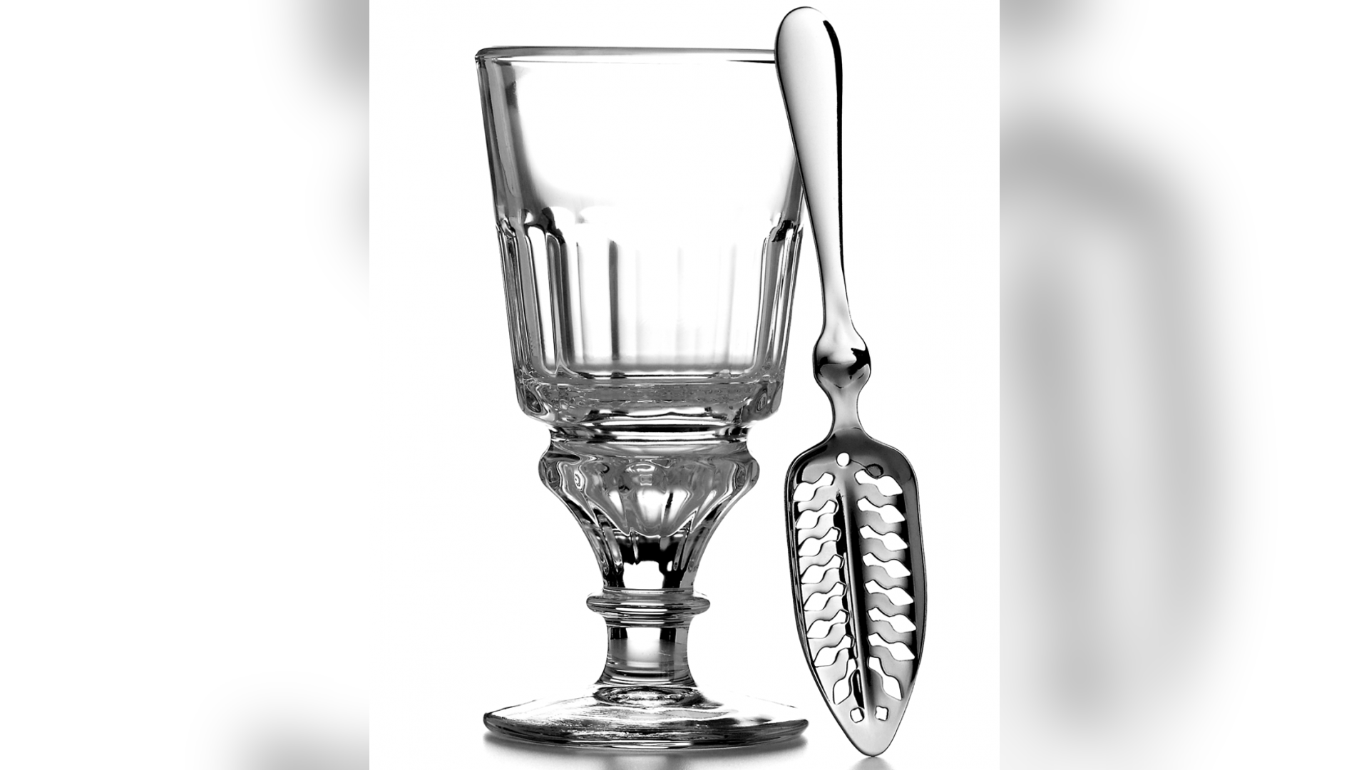 Set of 6 Absinthe Glasses with Slotted Spoon