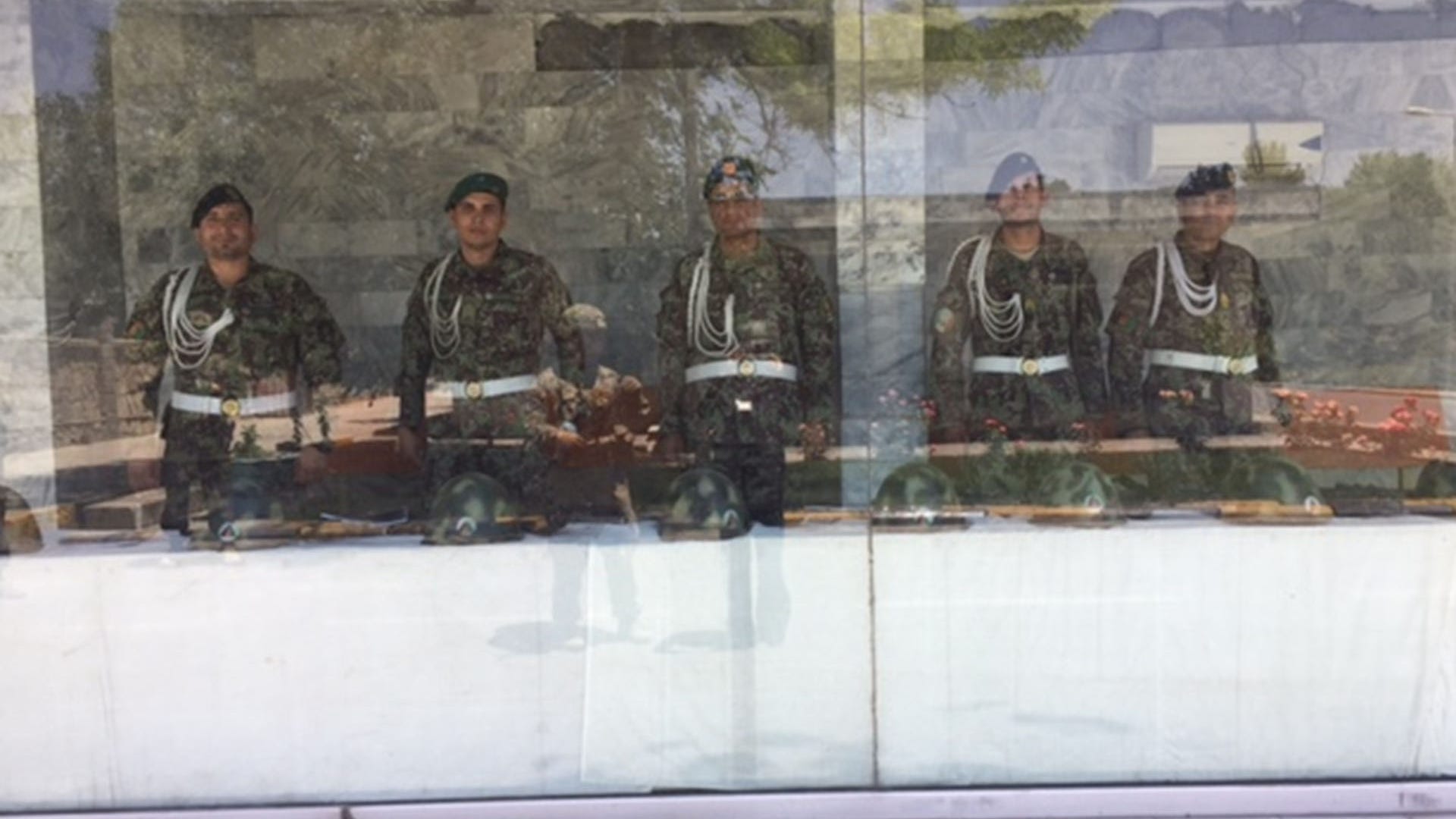 Afghan forces at the checkpoint into the MOD