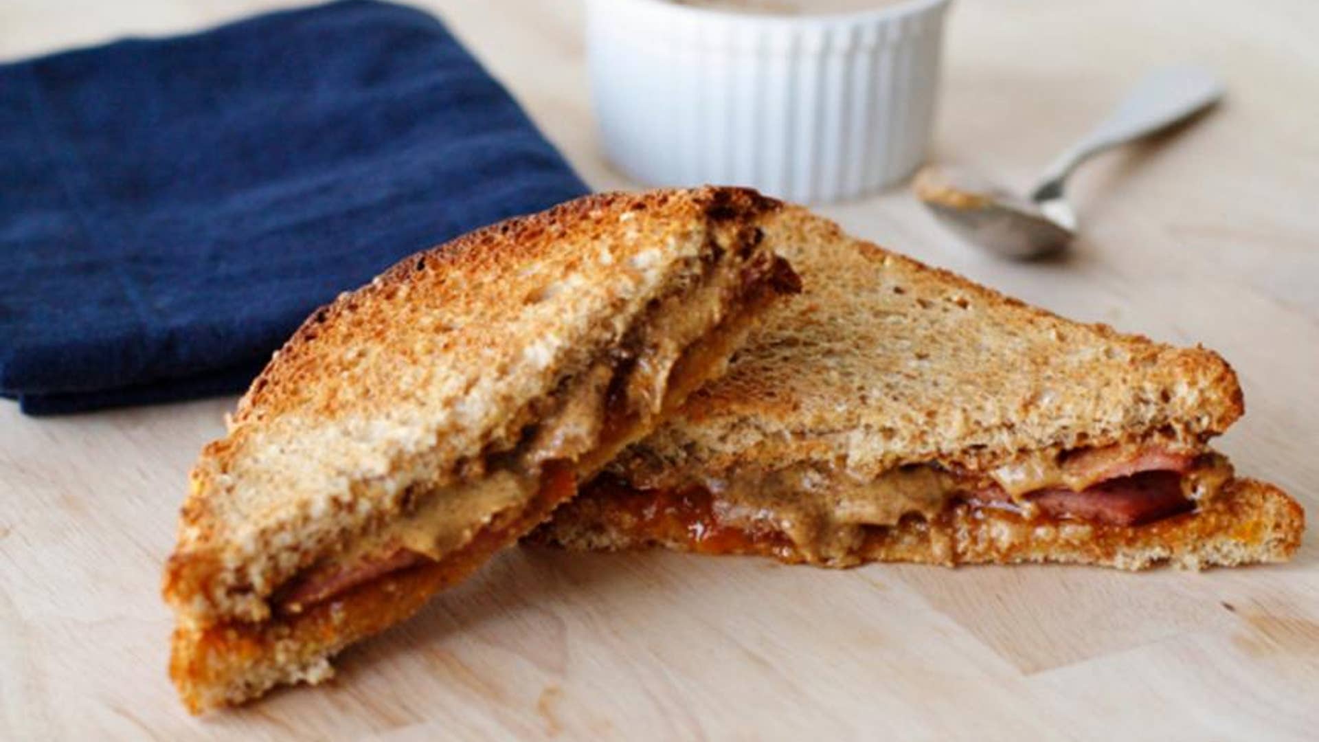 Toasted Almond Butter & Marmalade Sandwich with Turkey Bacon