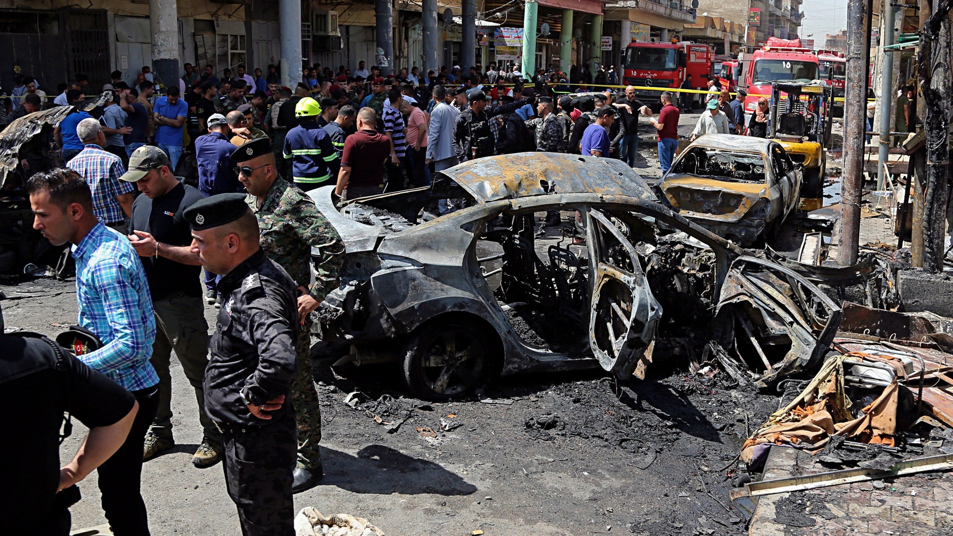 A car bomb exploded outside a popular ice cream shop in the Karrada neighborhood of Baghdad 