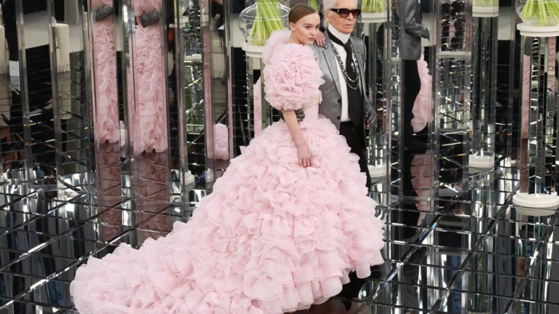 Lily-Rose Depp with Karl Lagerfeld