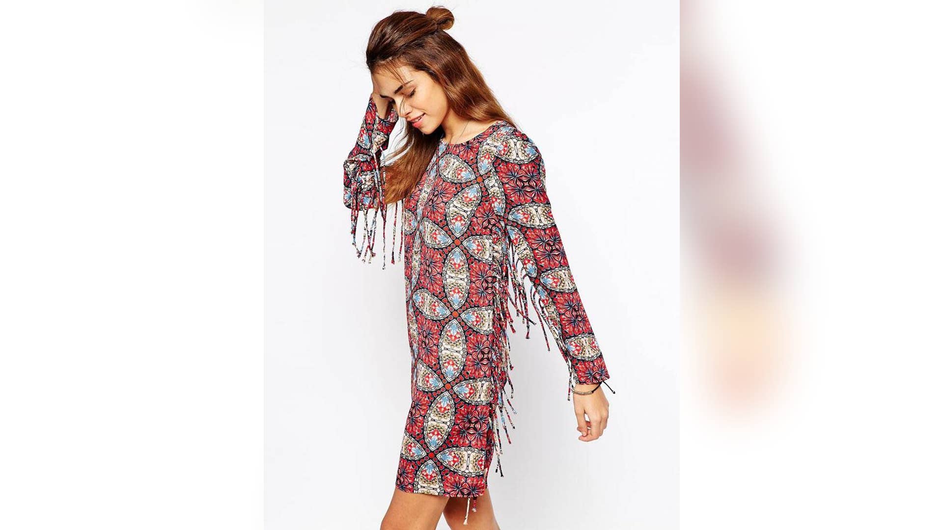 Shift Dress With Fringing