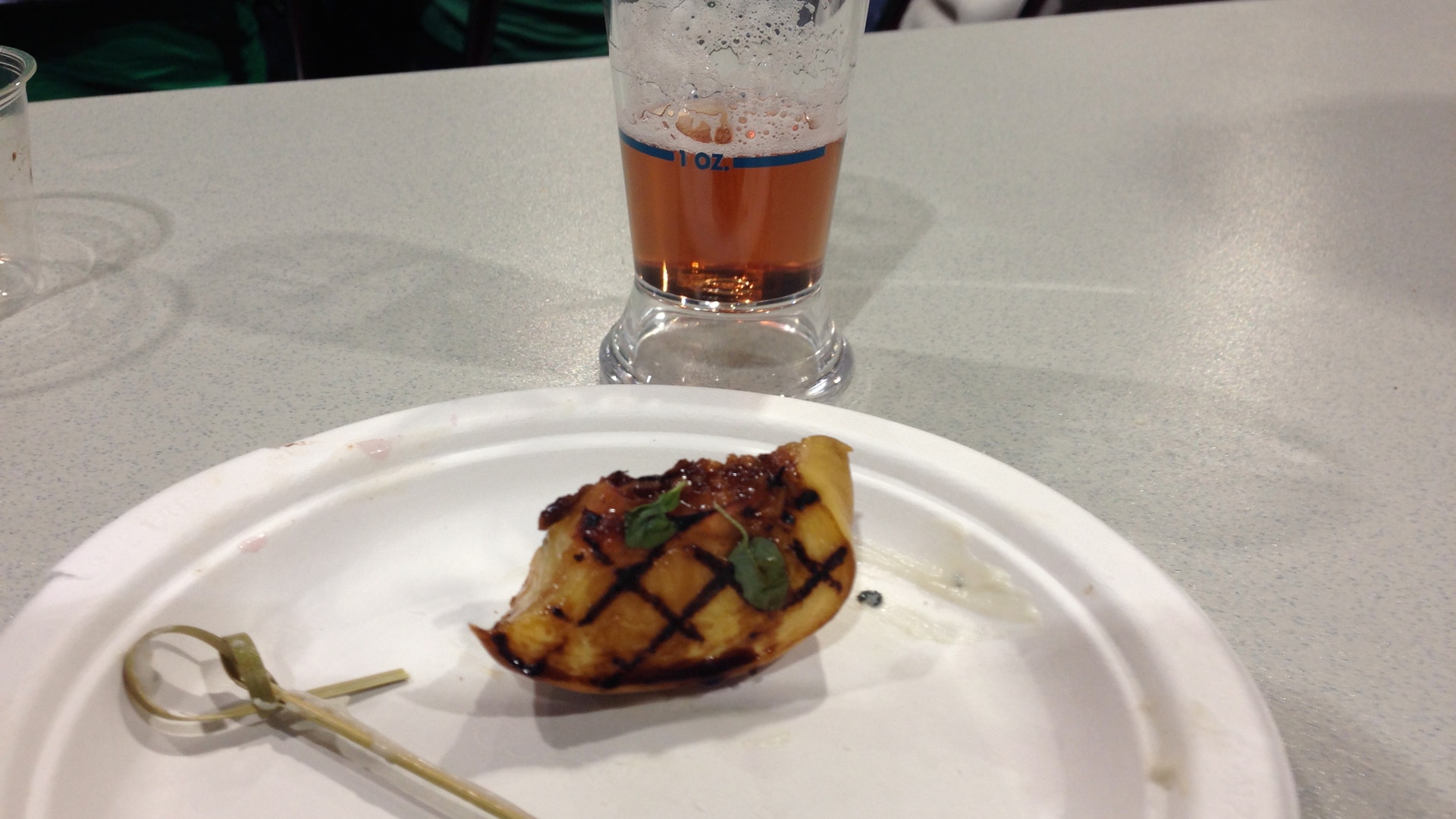 Grilled peach and sour beer