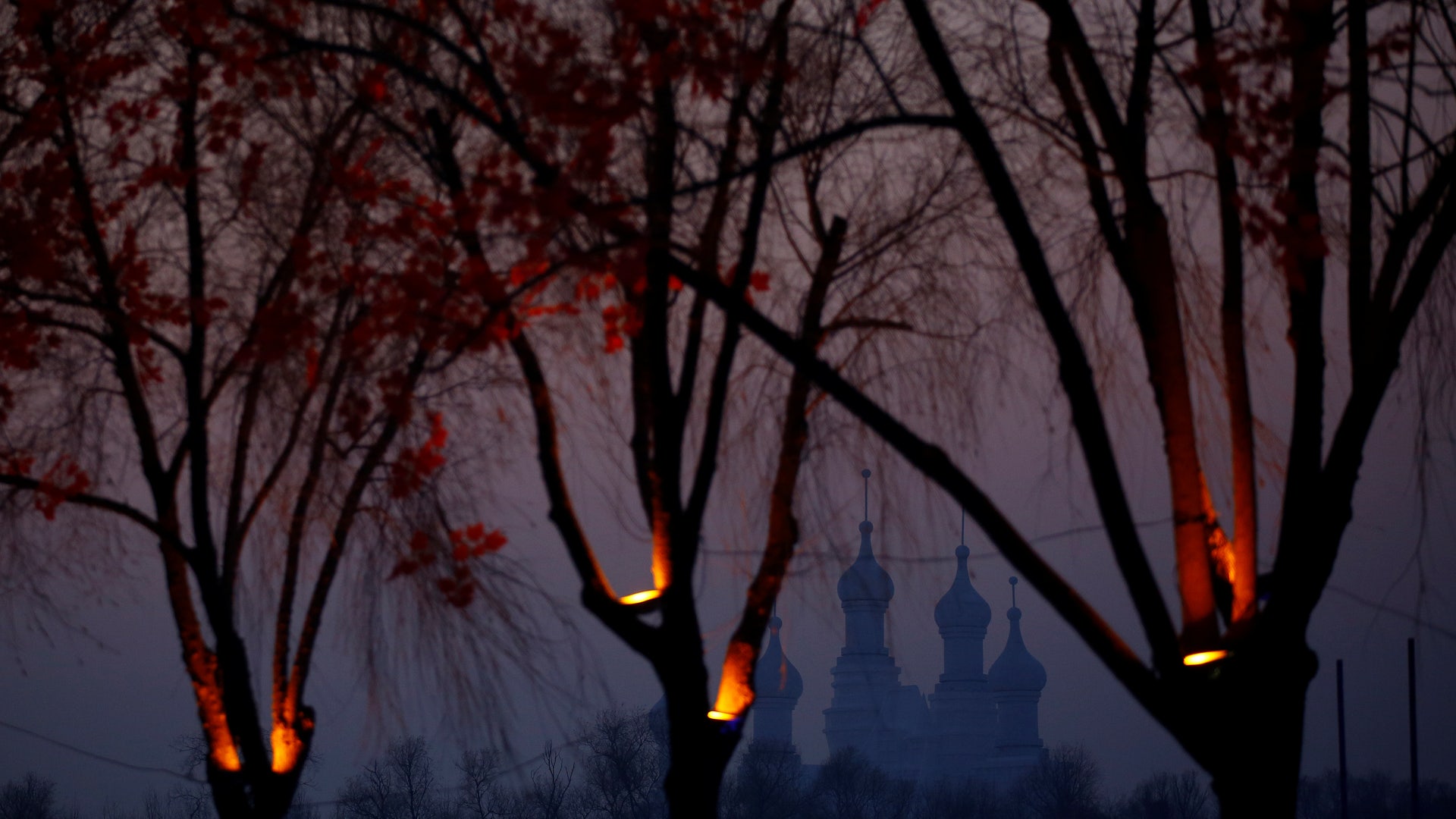 A snow sculpture is seen.