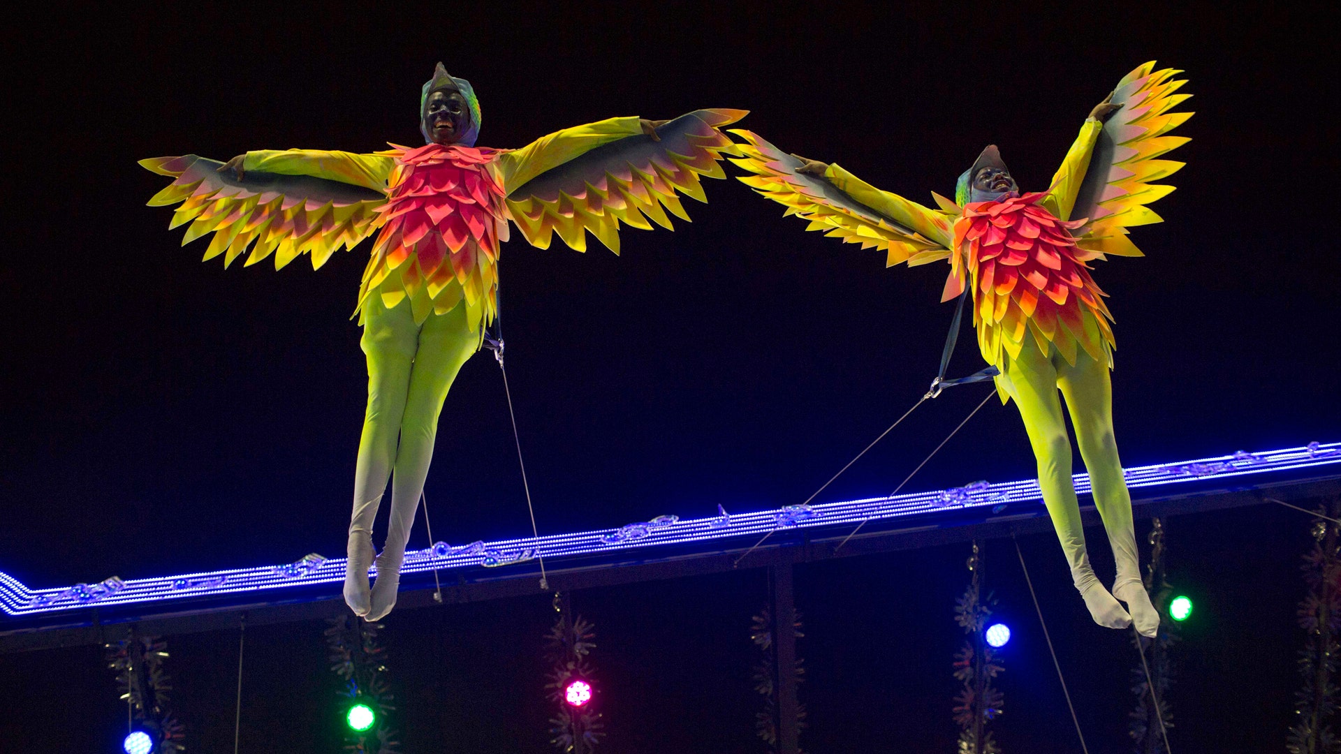 Performers from the Portela samba school parade during Carnival celebrations.