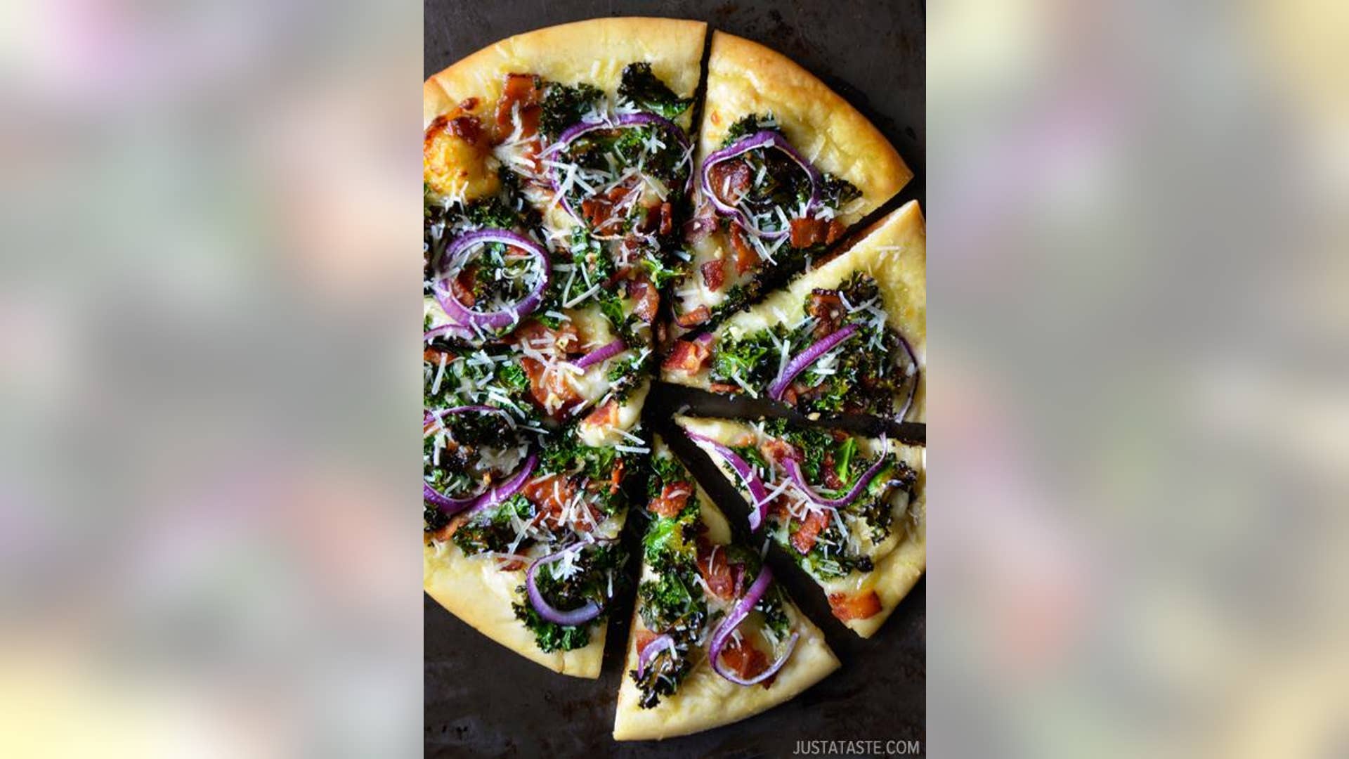 Garlicky Kale and Bacon Pizza