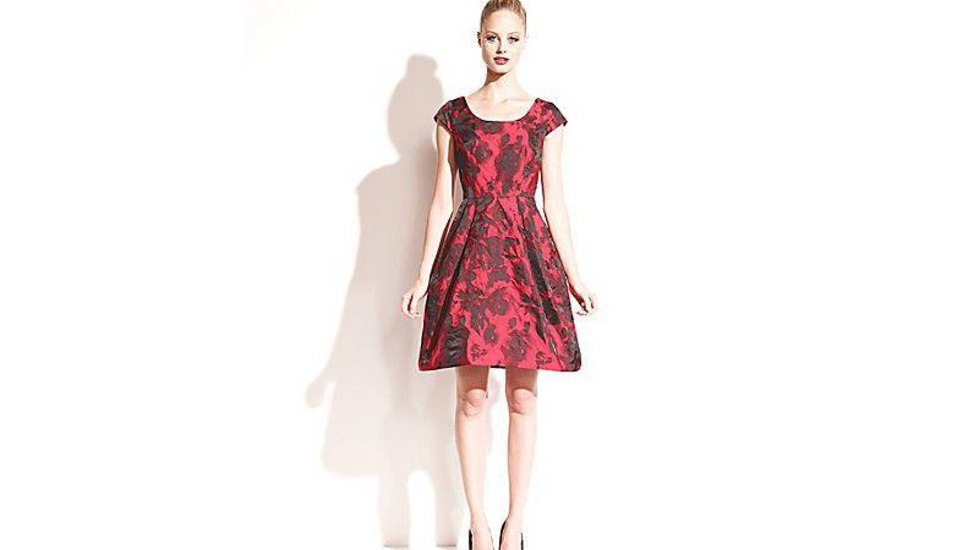 Red Roses Cap Sleeve Party Dress