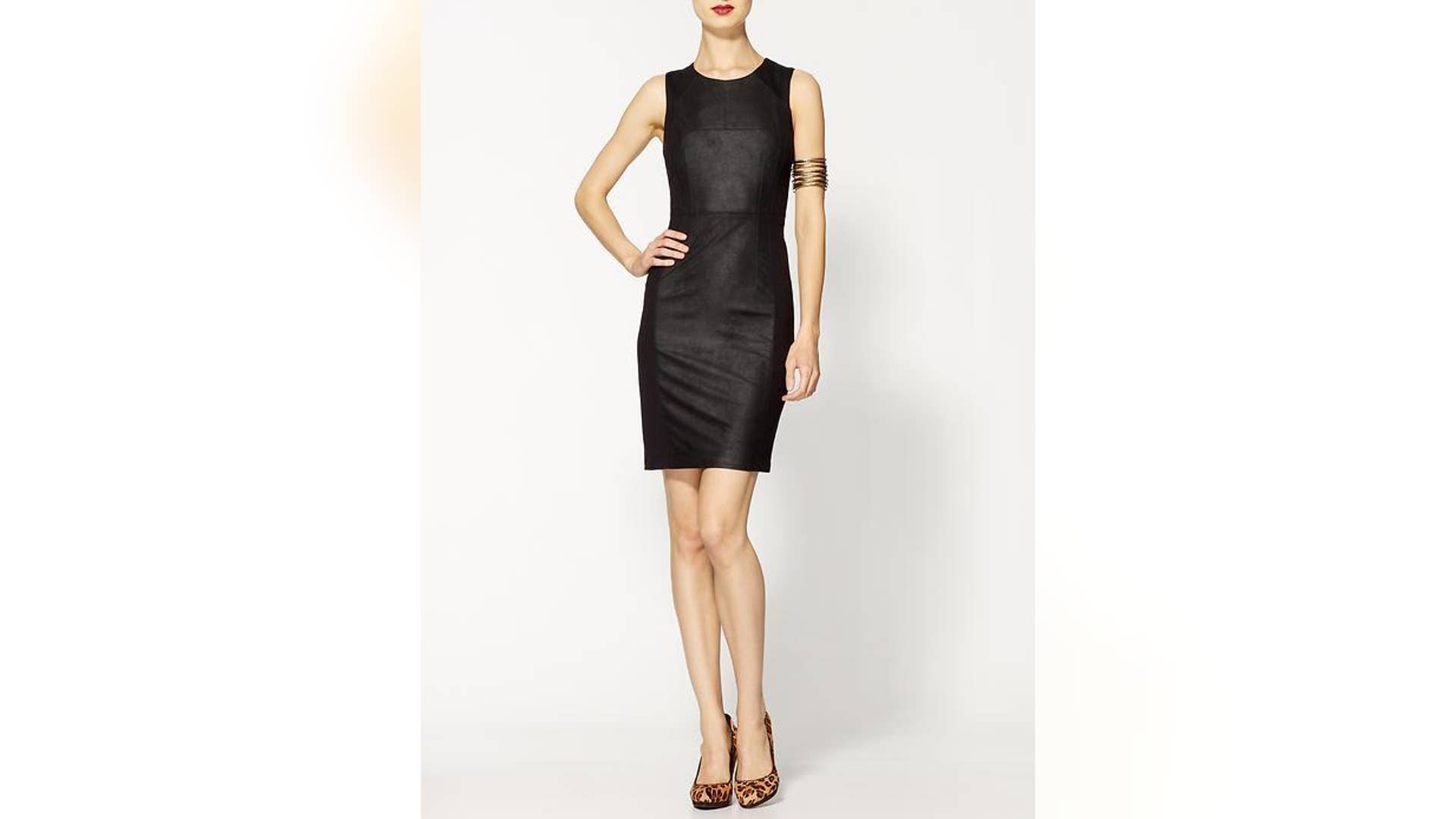 Kellen Blocked Sheath Leather Dress