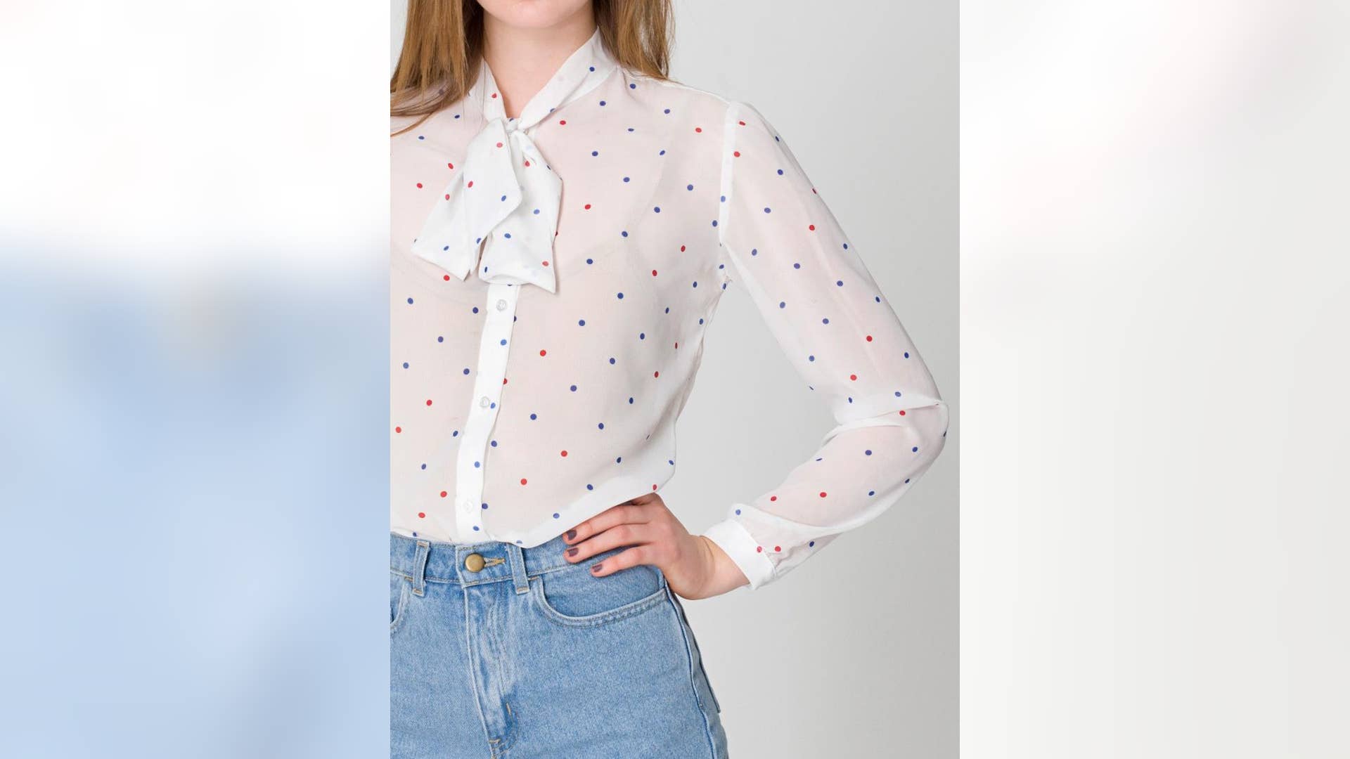 Polka Dot Chiffon Secretary Blouse