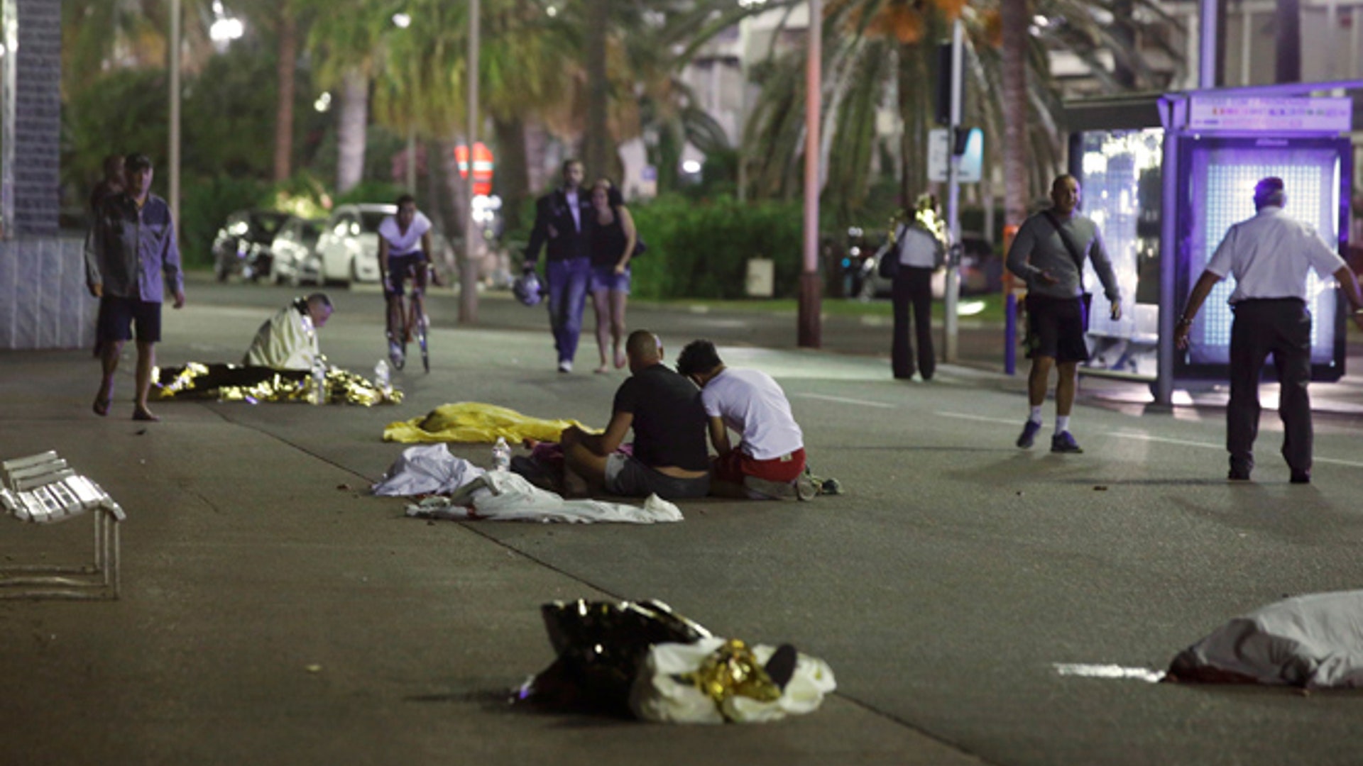 Bodies on the ground after truck attack in Nice, France. 