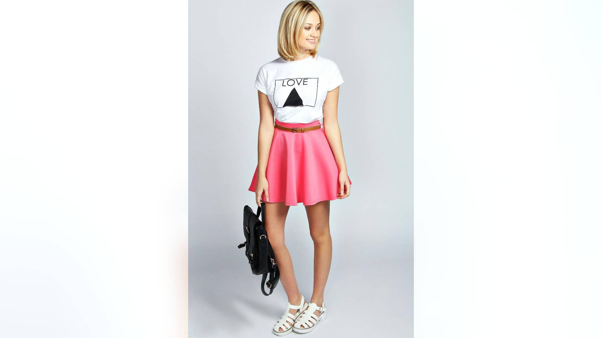 Marcey Scuba Skater Skirt With Belt