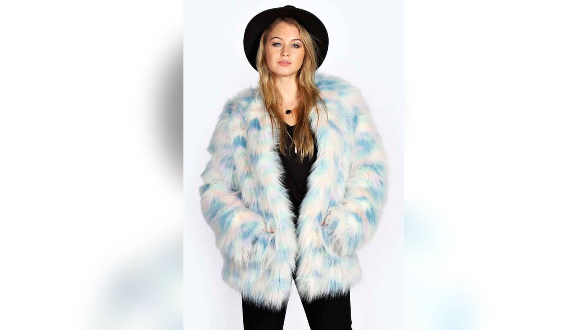 KATJA RAINBOW PASTEL FAUX FUR COAT