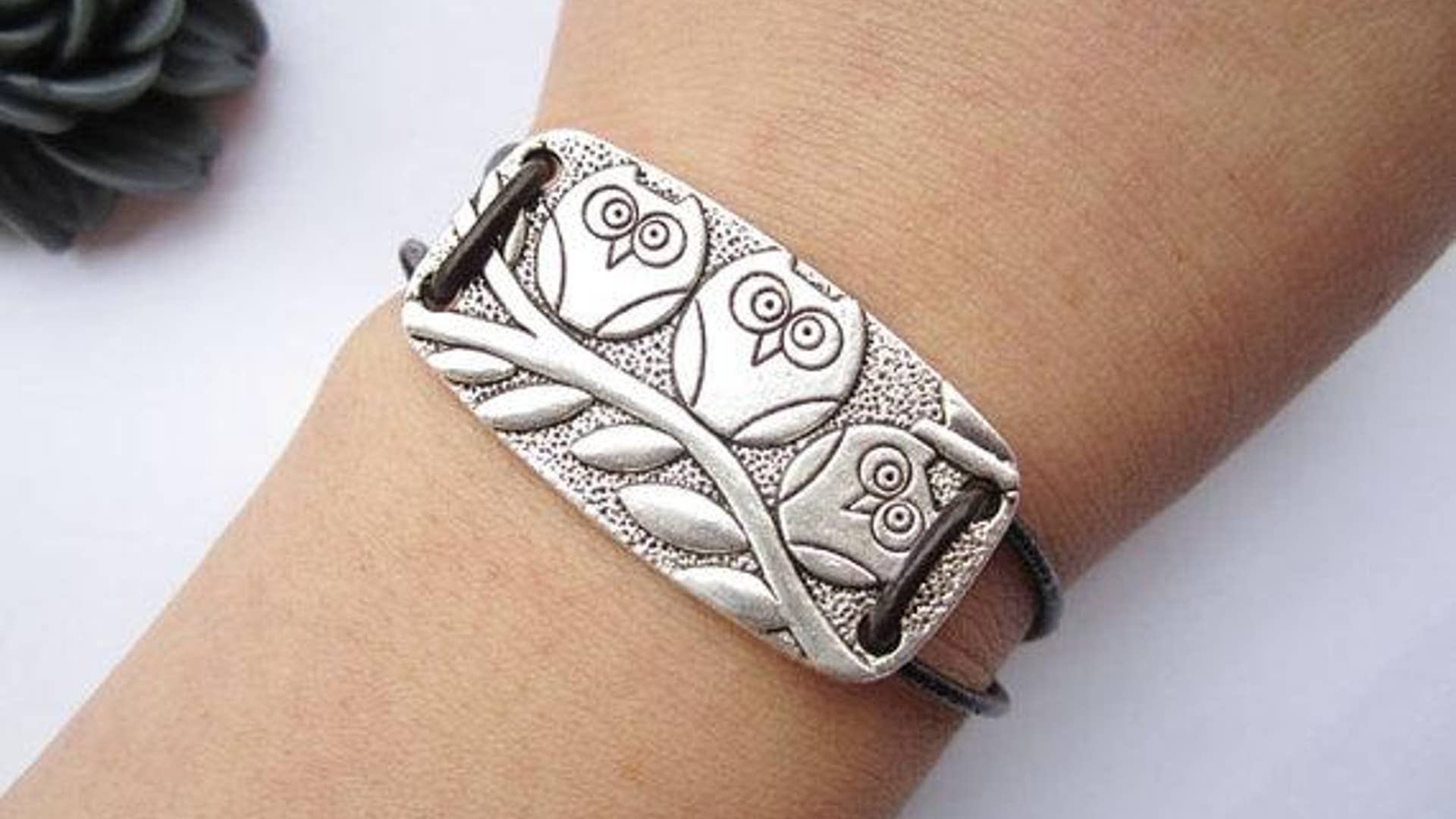 Silver Three Owls Bracelet