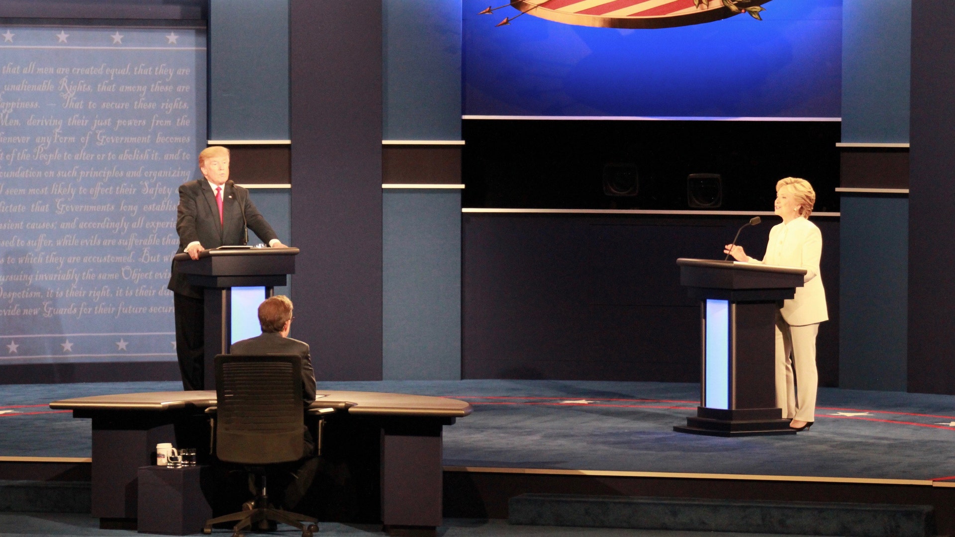 Candidates on stage at the final presidential debate 