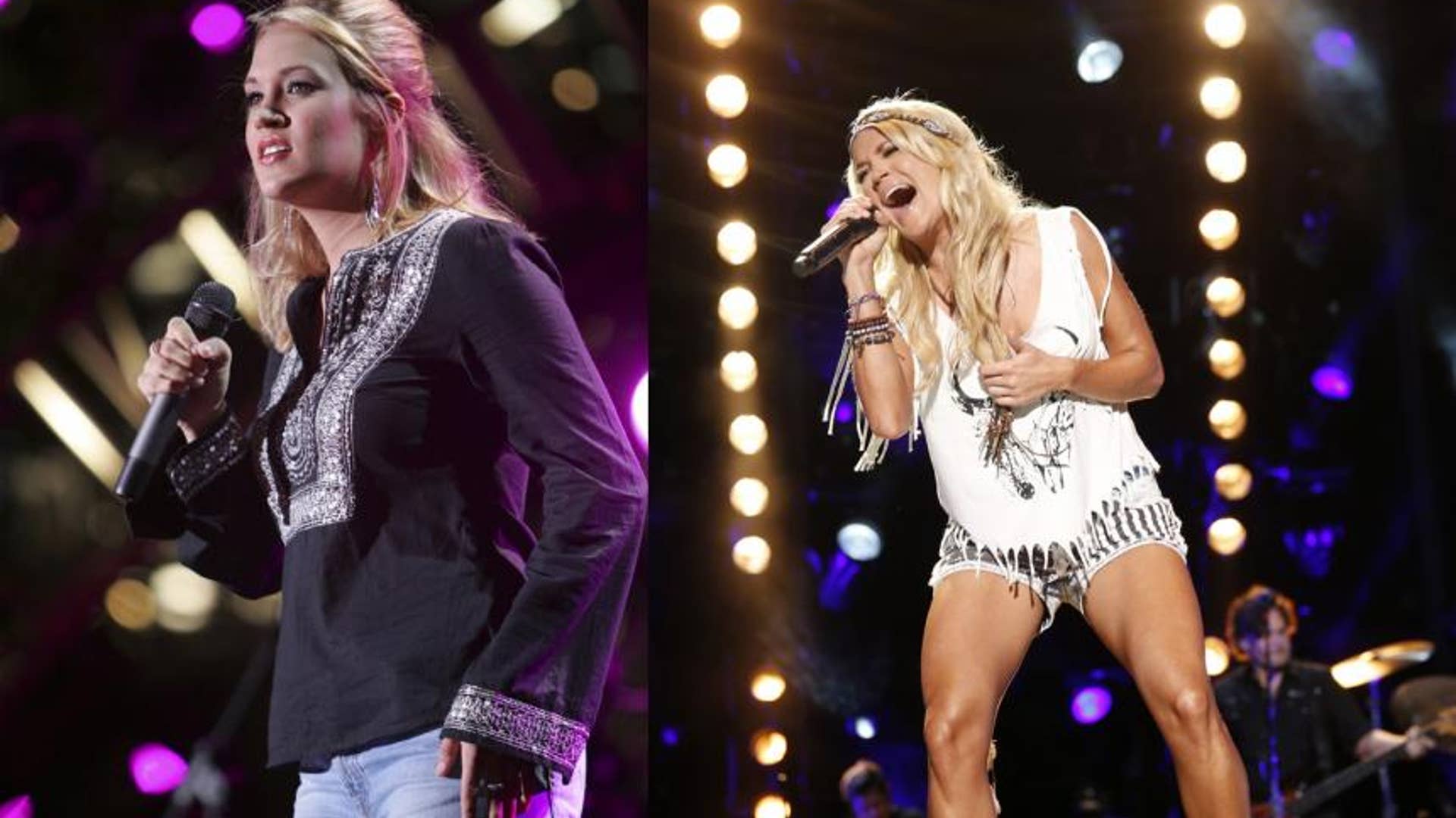 Carrie Underwood in 2005 and 2013