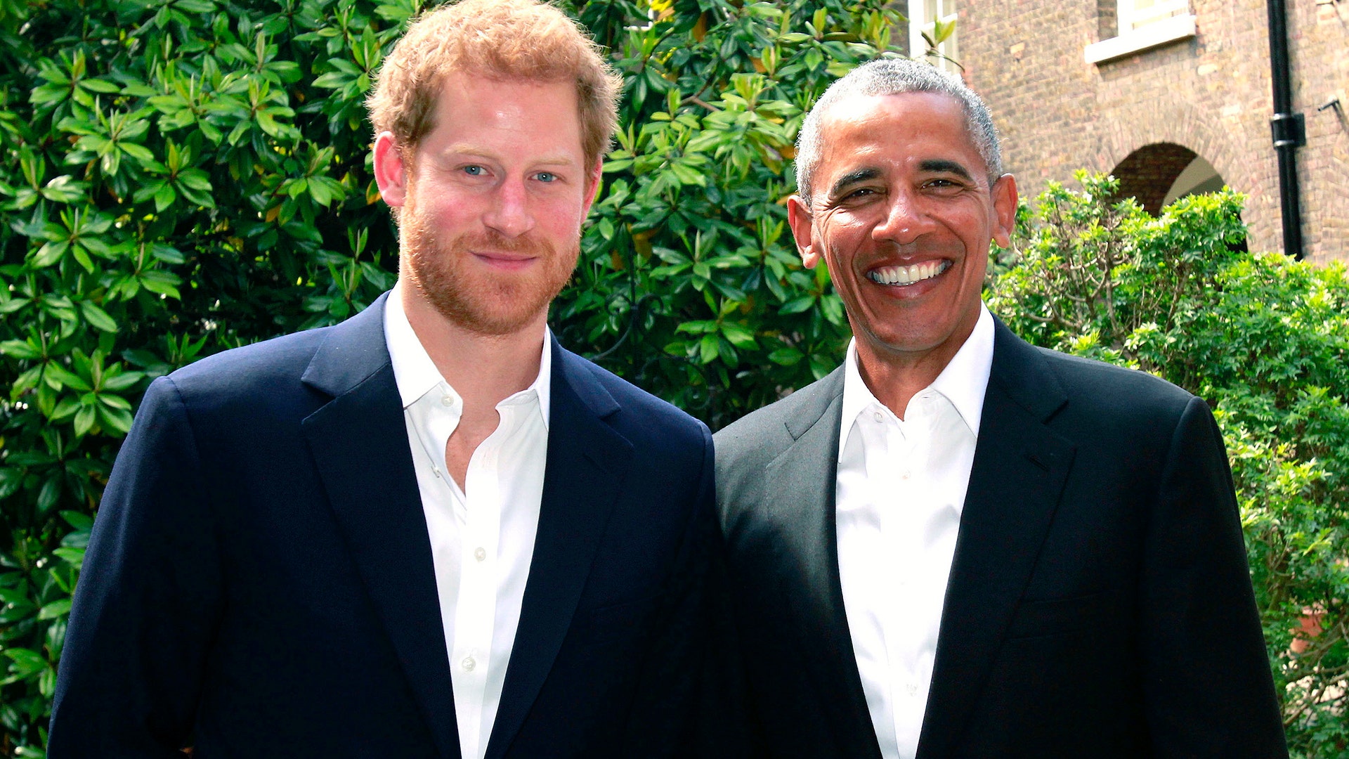 Britain's Prince Harry with former US President Barack Obama following a meeting at Kensington Palace in London, May 27, 2017