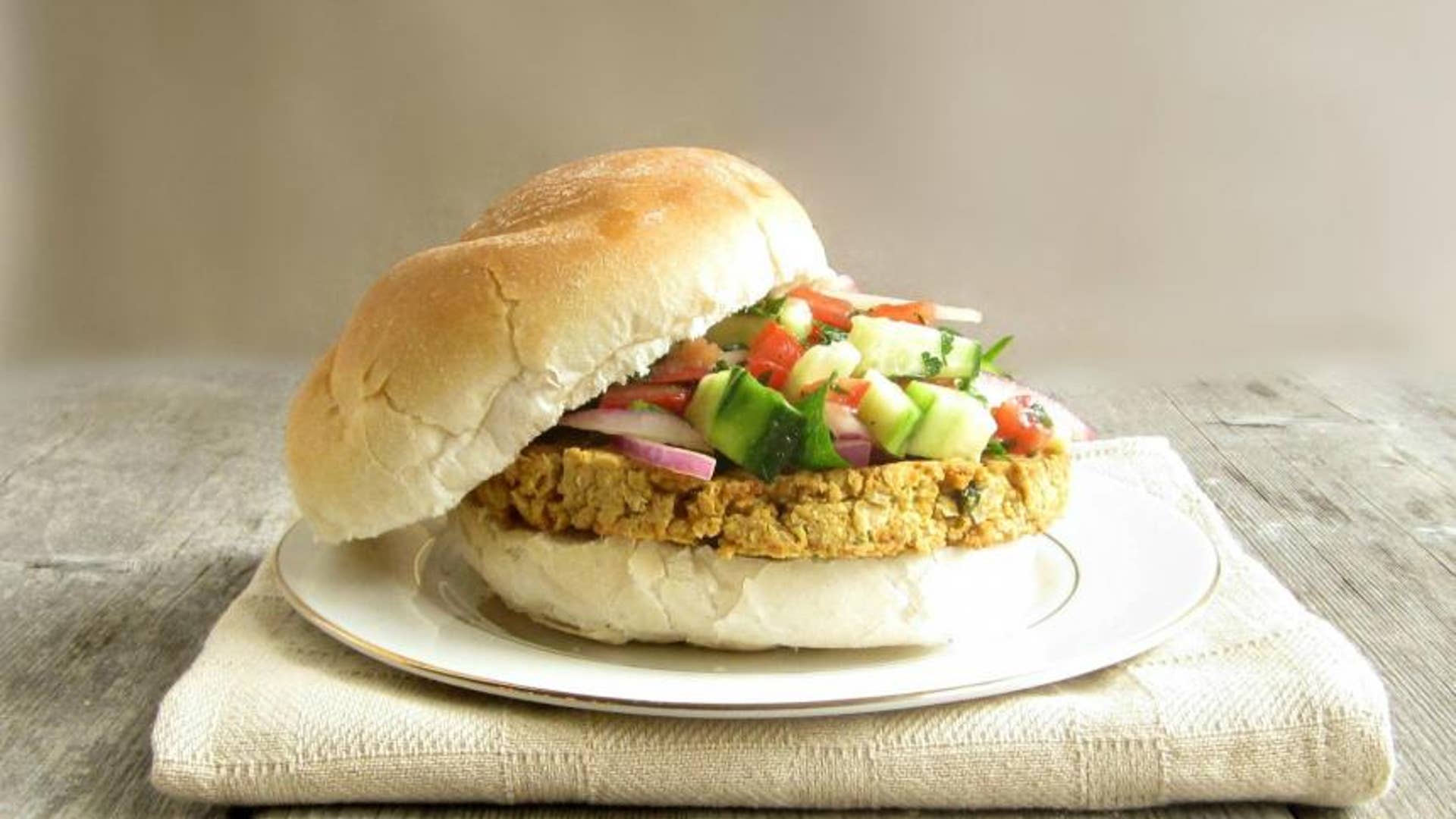 Chickpea Burgers With Israeli Salad