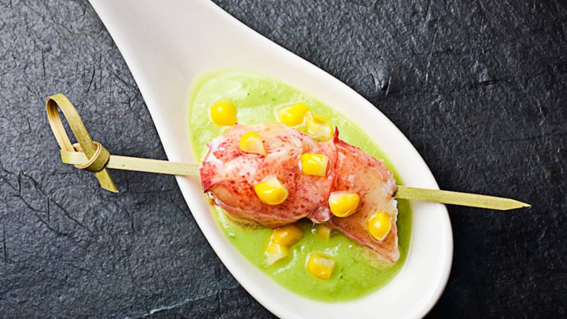 Chilled Avocado Soup with Lobster and Corn