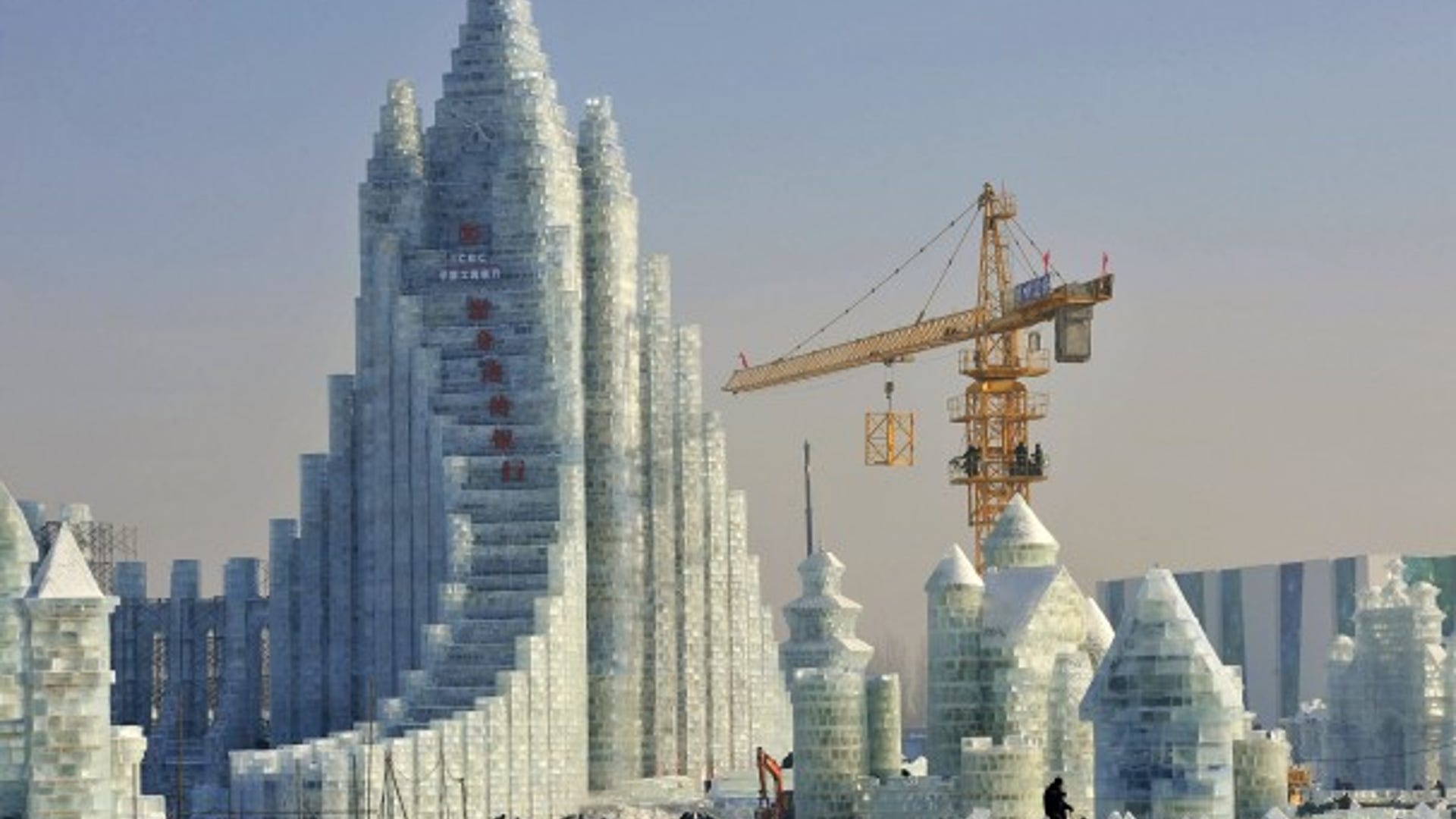 A palace emerges from the ice