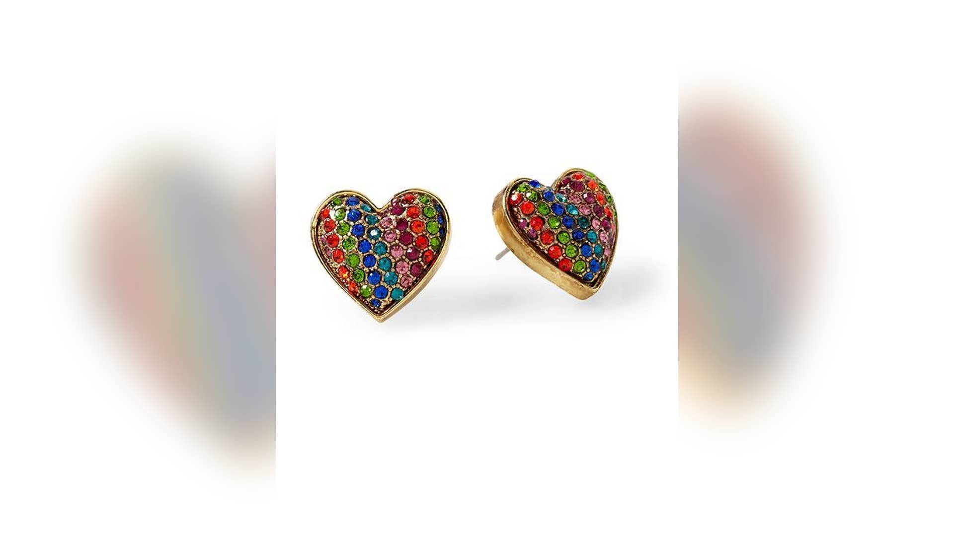 Betsey Johnson '60s Mod Rainbow Heart Stud Earring